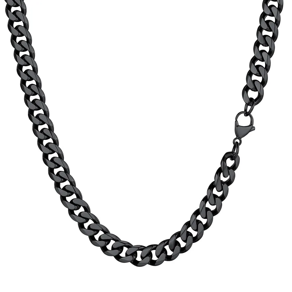 PROSTEEL Collana a Catena Cubana Uomo, Acciaio Inossidabile, 9 mm, 55 cm, Nero - immagine 1