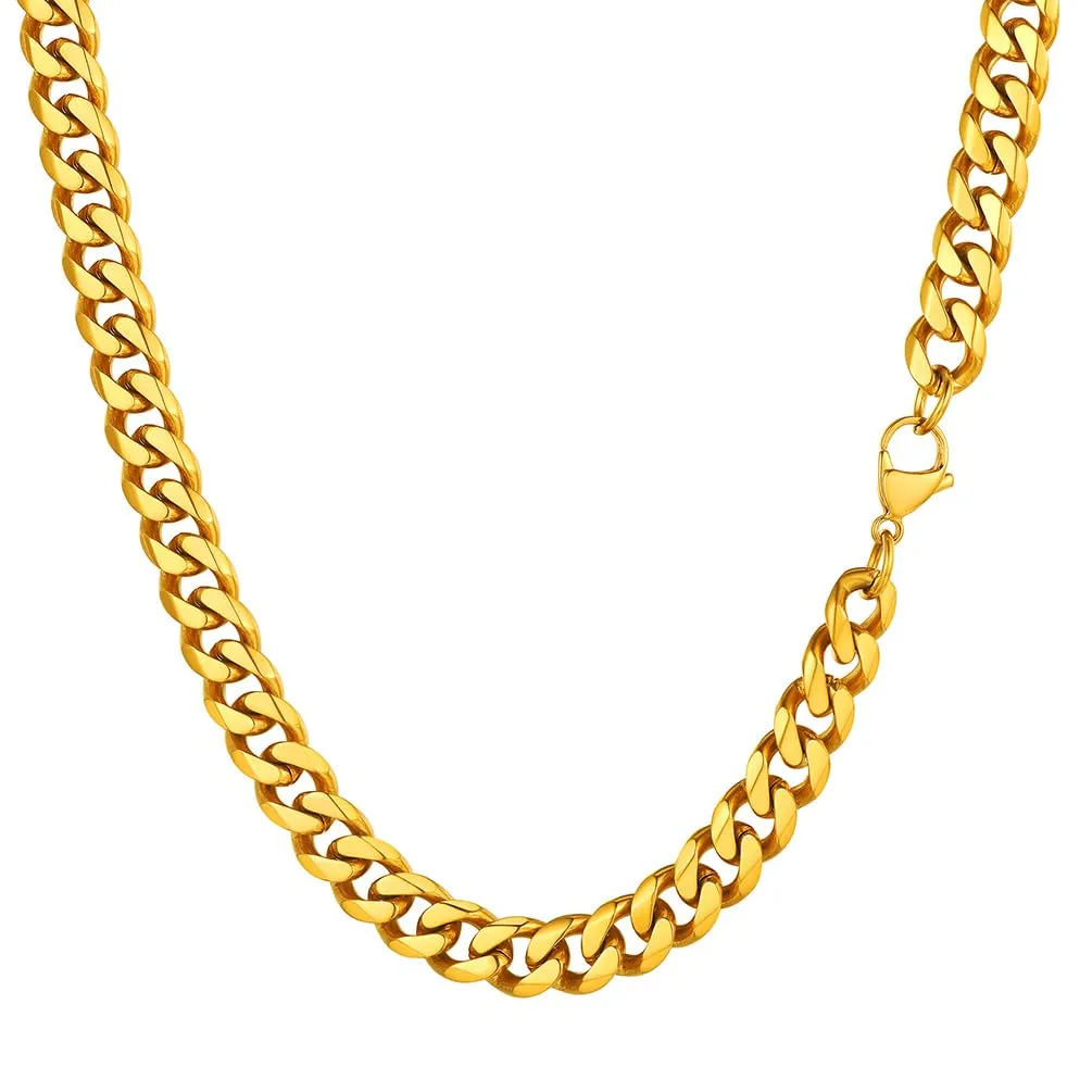 PROSTEEL Collana a Catena Cubana da Uomo, Acciaio Inossidabile Placcato Oro 18K, 9 mm x 60 cm - immagine 1