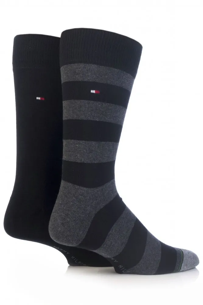 Tommy Hilfiger Men's Rugby Socks, 2 Pack, Black, 39-42 - immagine 1