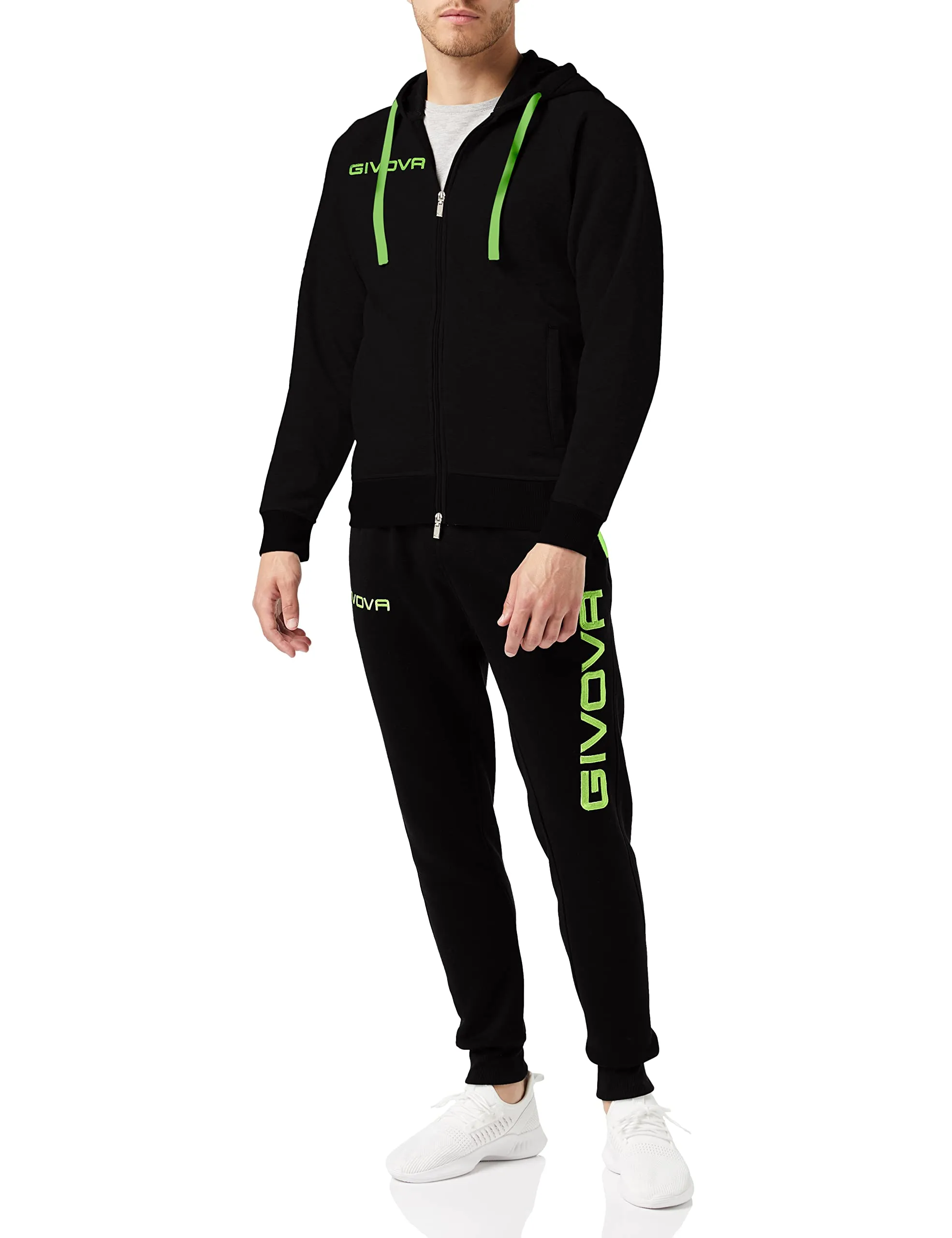 Givova Tuta King Felpa Nero/Verde Fluo Tg. M - immagine 1