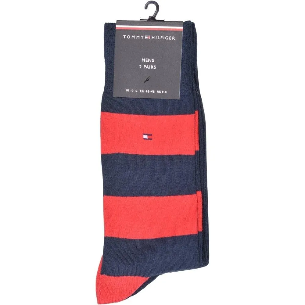 Tommy Hilfiger Men's Rugby Socks, 2 Pack, Red, 43-46 - immagine 2