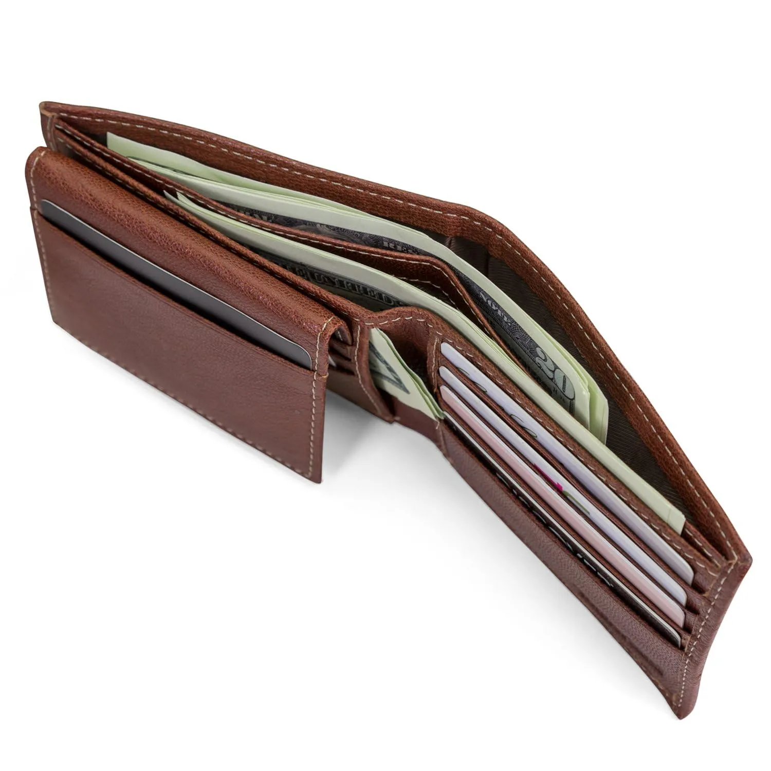 Timberland Men's Genuine Leather RFID Blocking Passcase Security Wallet, Brown, One Size - immagine 4