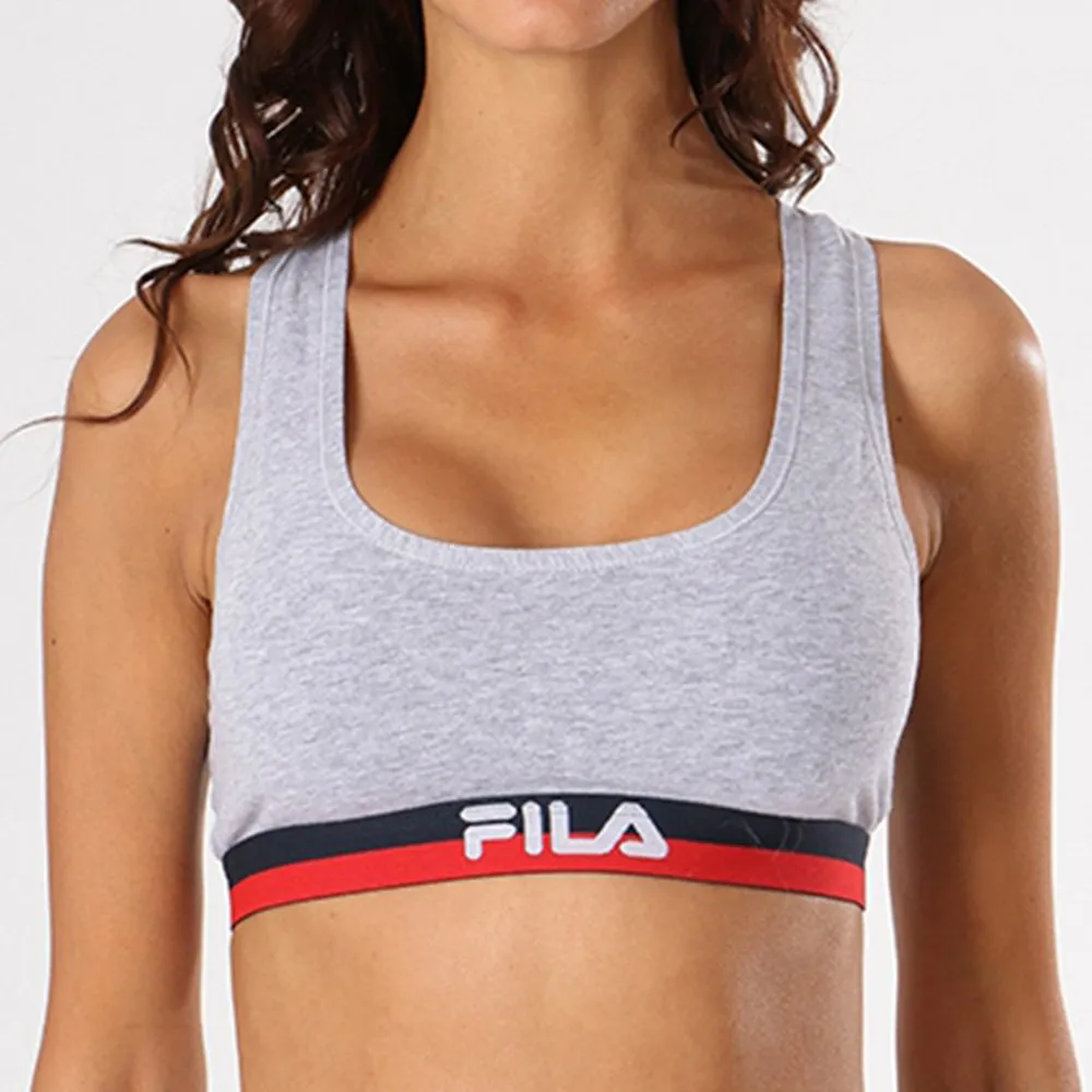 Fila Reggiseno Sportivo da Donna in Cotone, L, Grigio 02 - immagine 3
