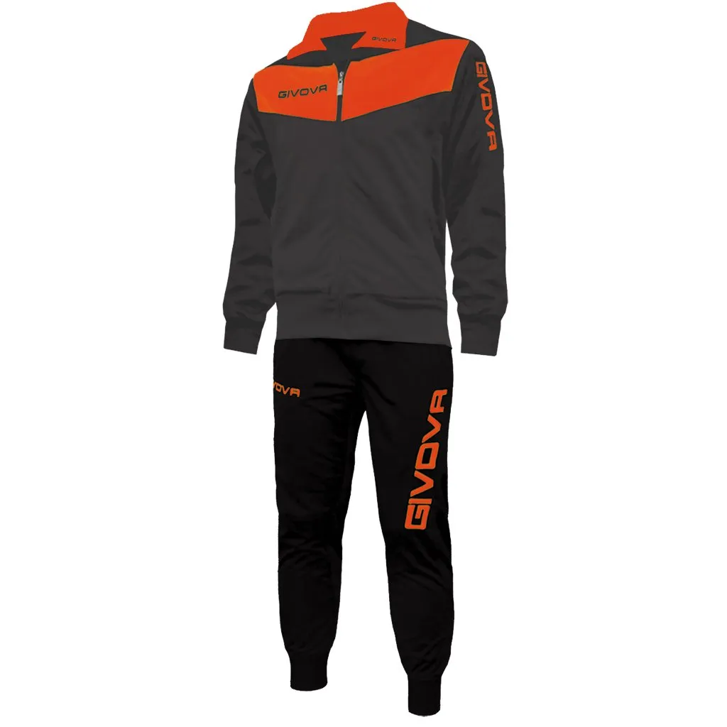 Givova TR018F Tuta Visa Unisex Bambino, Grigio Scuro/Arancio Fluo, 4XS - immagine 1