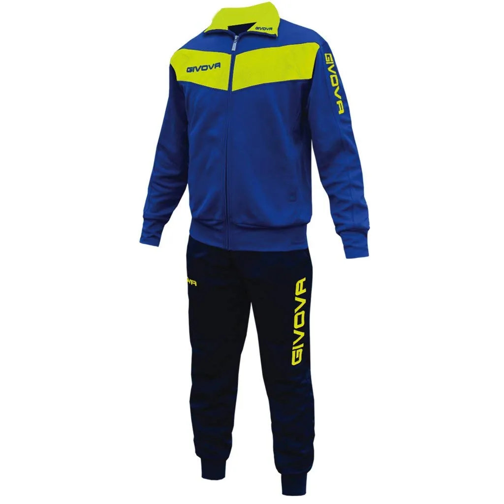 Givova TR018F Tuta Visa Unisex Adulto, Azzurro/Giallo Fluo, M - immagine 1