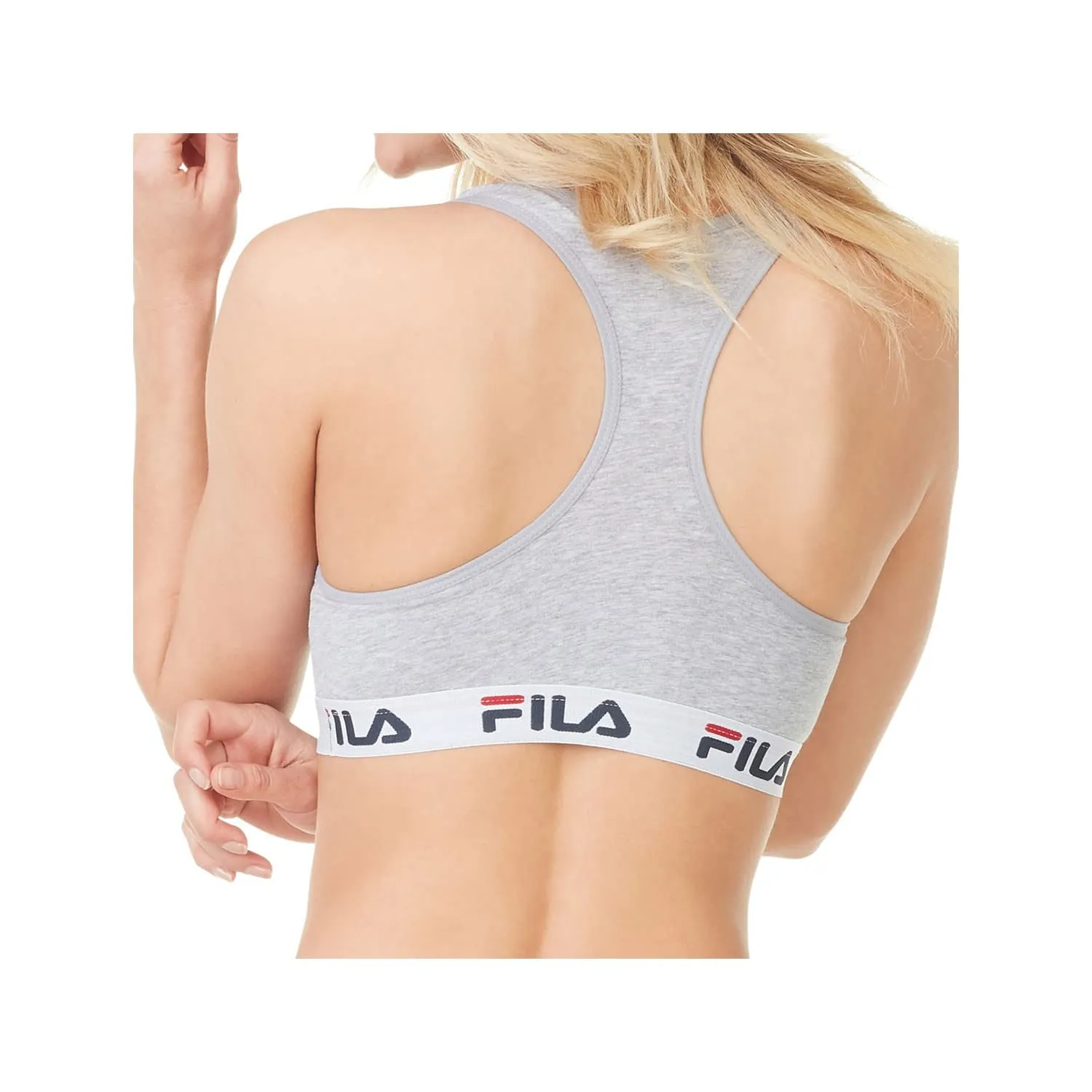 Fila Reggiseno Sportivo in Cotone Senza Ferretto, Grigio, Taglia S - immagine 5