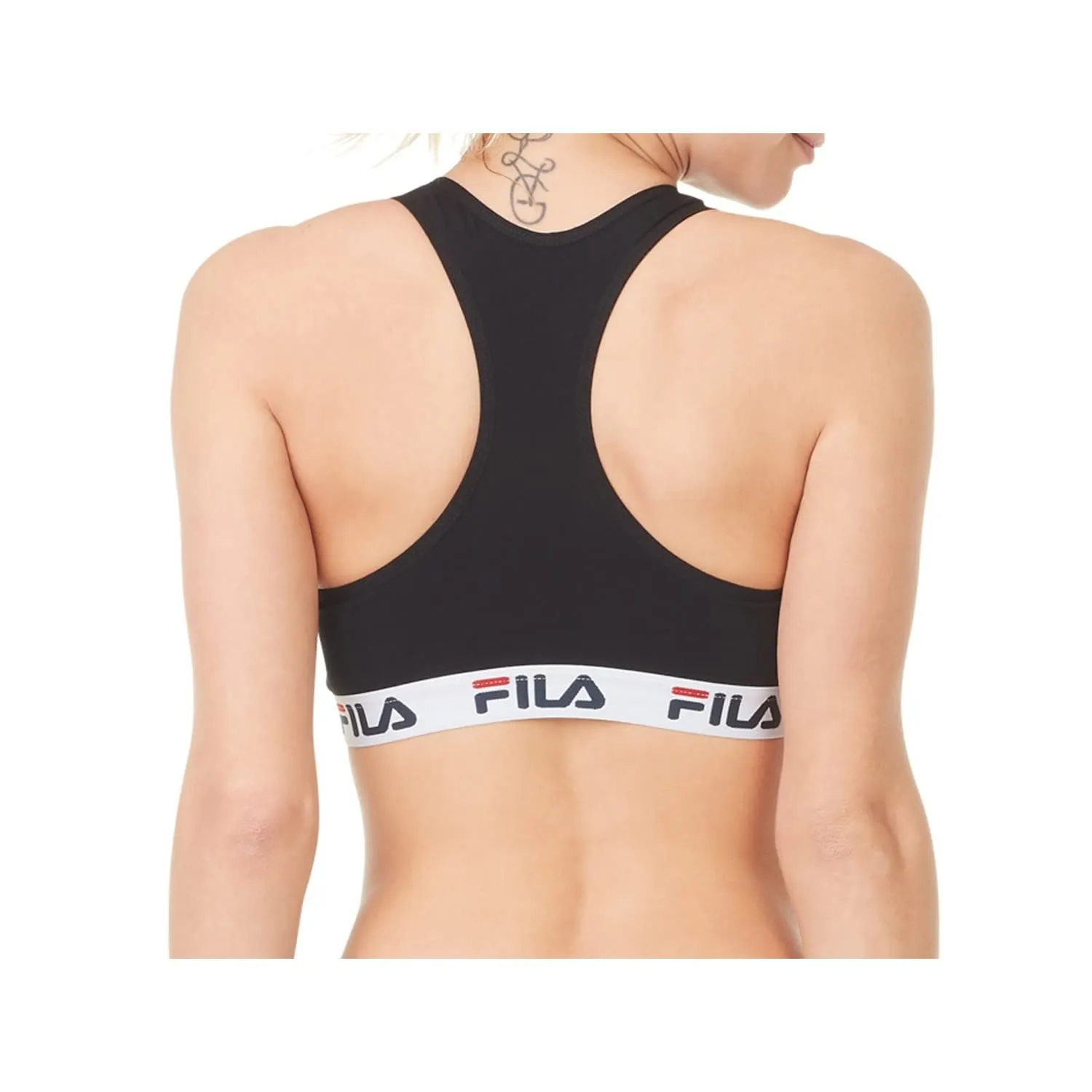 Fila Reggiseno Sportivo Donna in Cotone, Senza Ferretto, Nero, Taglia L - immagine 5