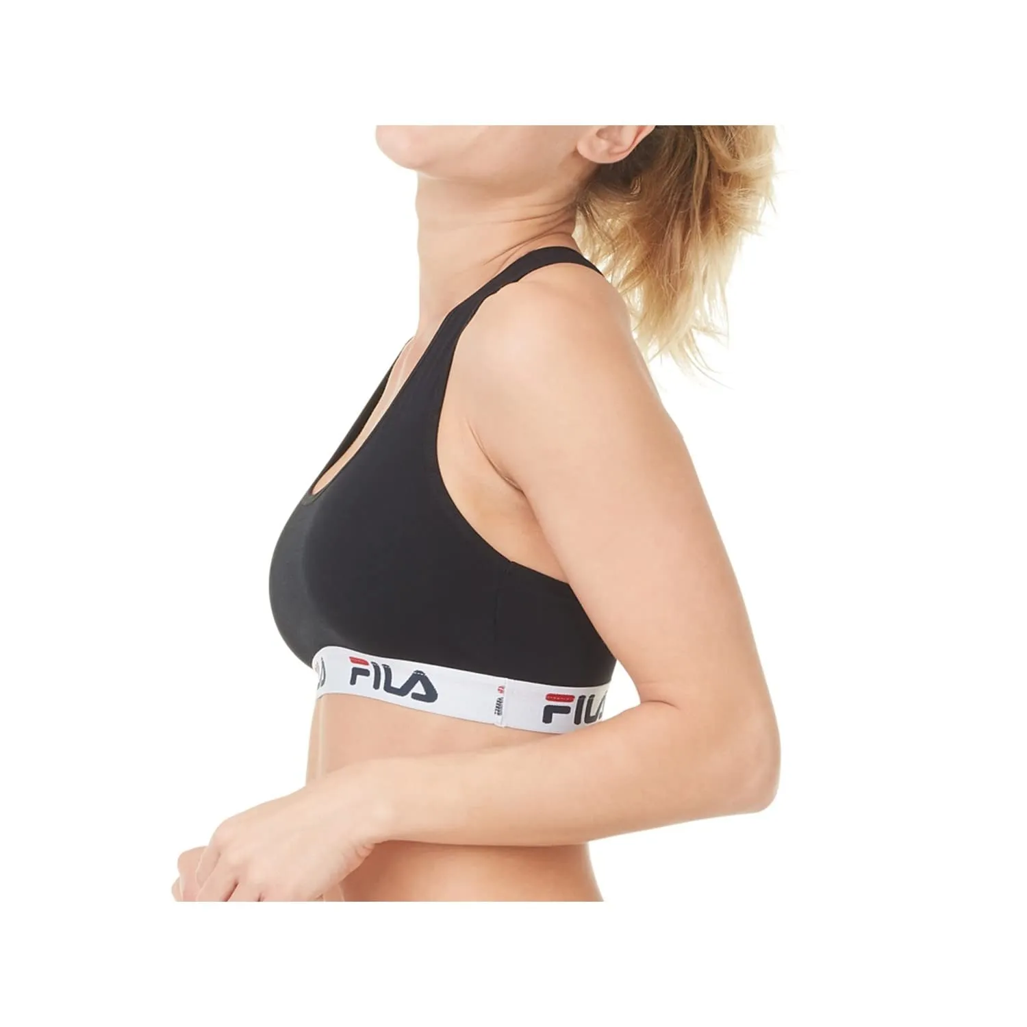 Fila Reggiseno Sportivo Donna in Cotone, Senza Ferretto, Nero, Taglia L - immagine 6