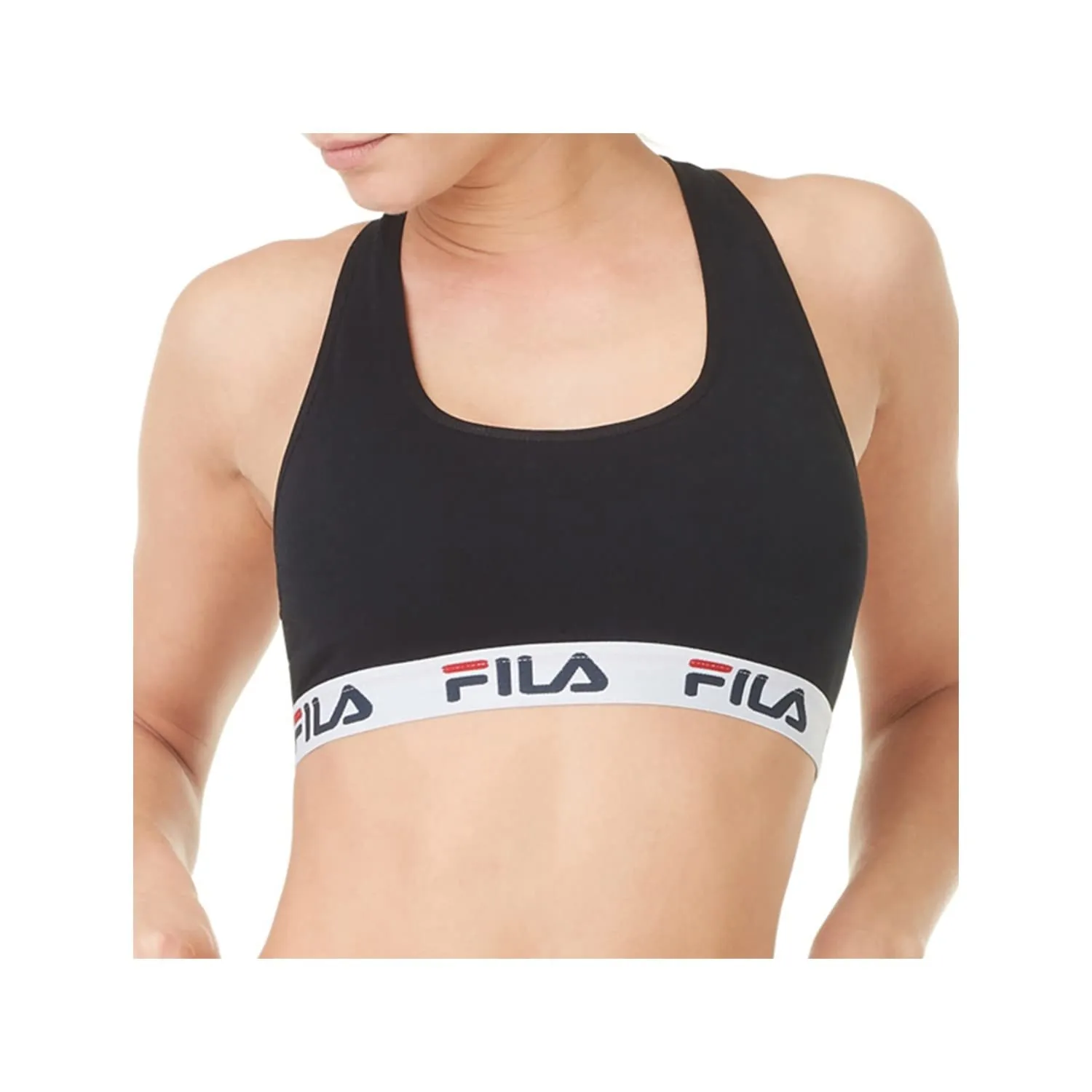 Fila Reggiseno Sportivo Donna in Cotone Senza Ferretto, Nero, Taglia S - immagine 4