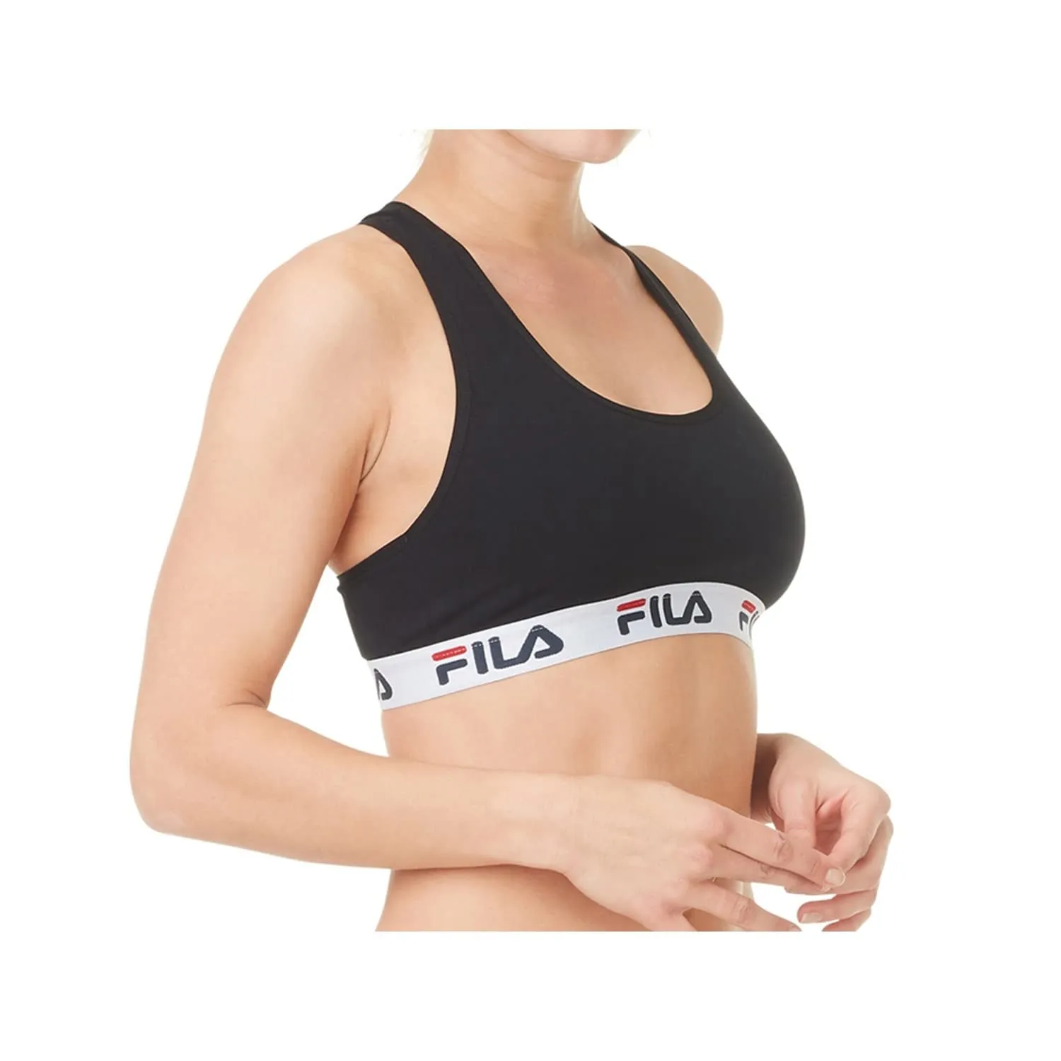 Fila Reggiseno Sportivo Donna in Cotone Senza Ferretto, Nero, Taglia S - immagine 9