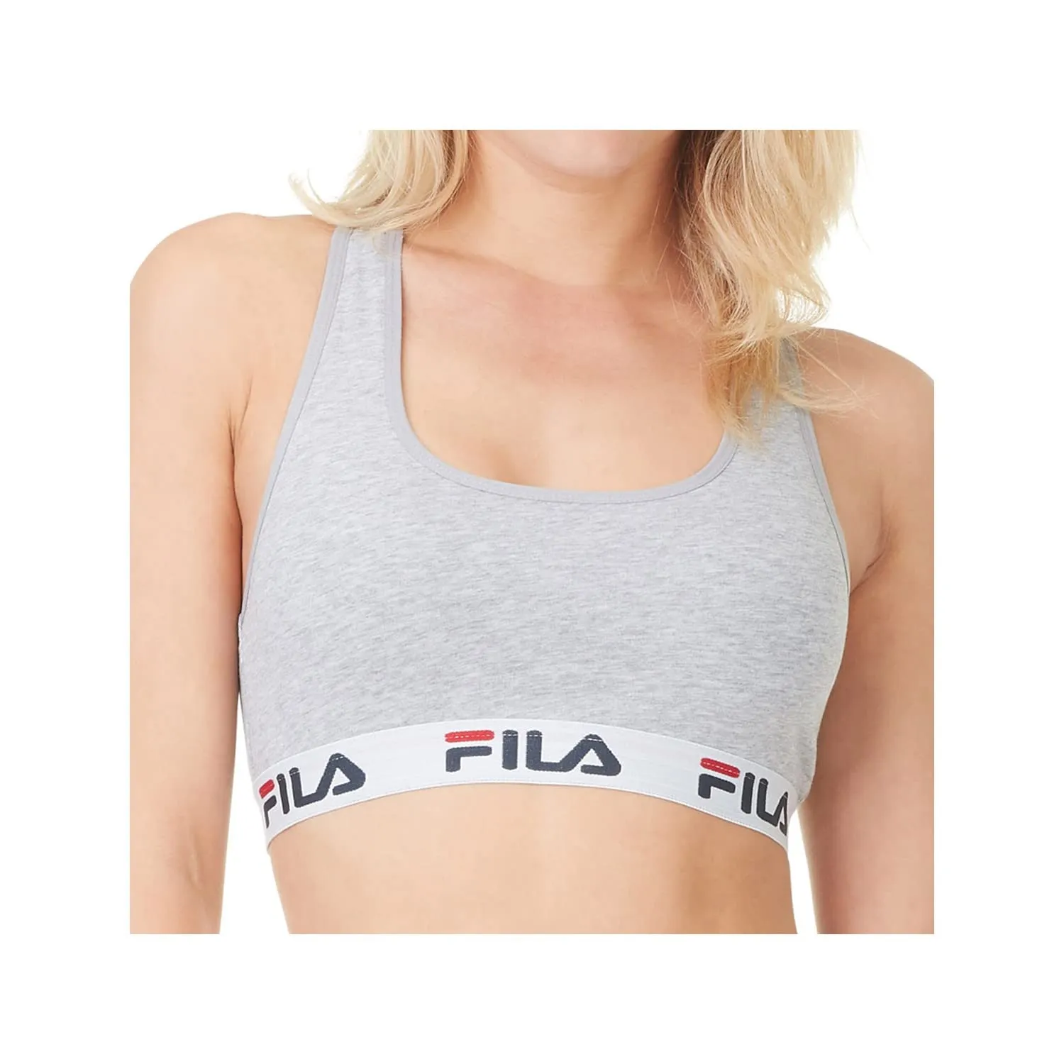 Fila Reggiseno Sportivo Donna in Cotone senza Ferretto, Grigio, Taglia XS - immagine 4