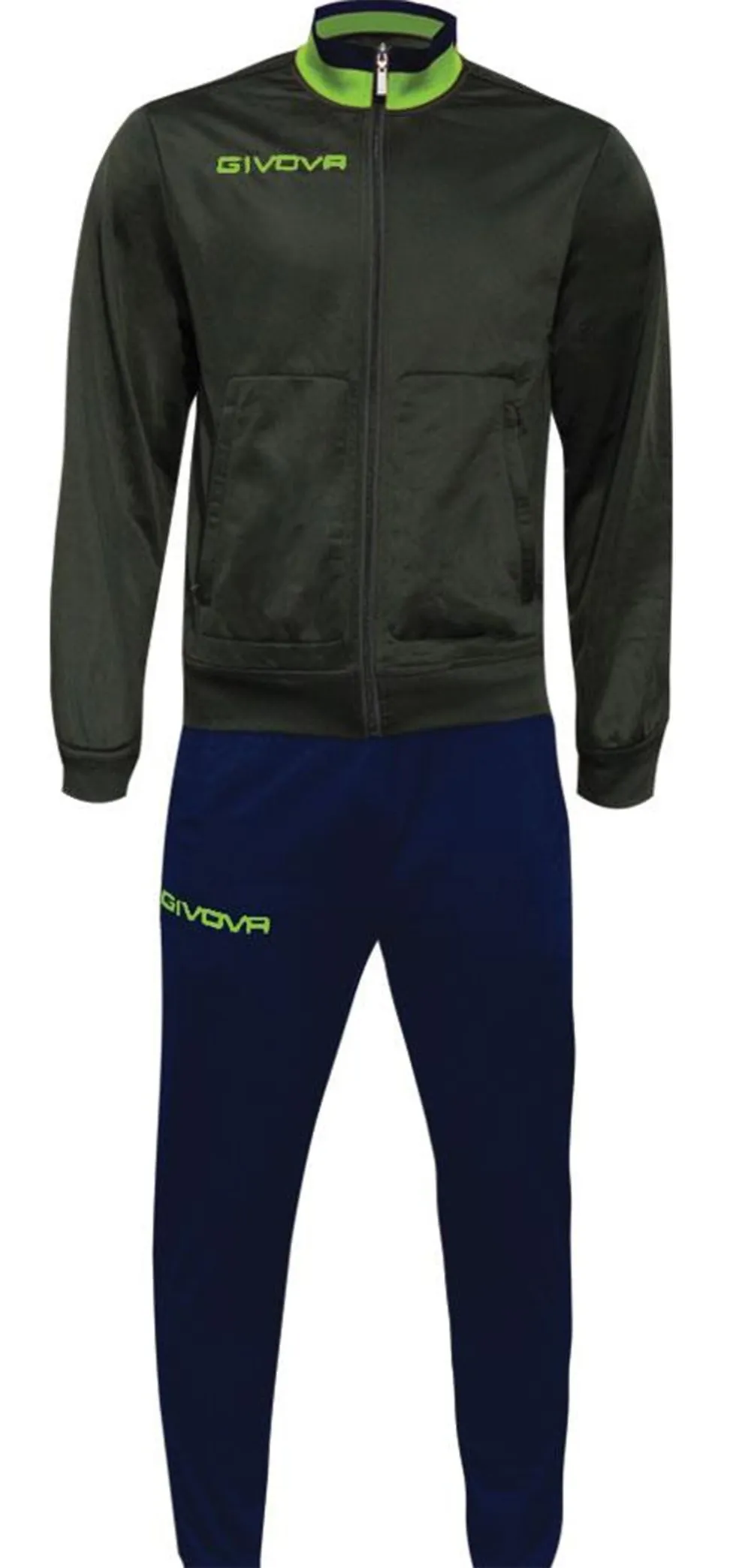 Givova TR032 Unisex Adulto, Verde Militare-Giallo Fluo, XS - immagine 1