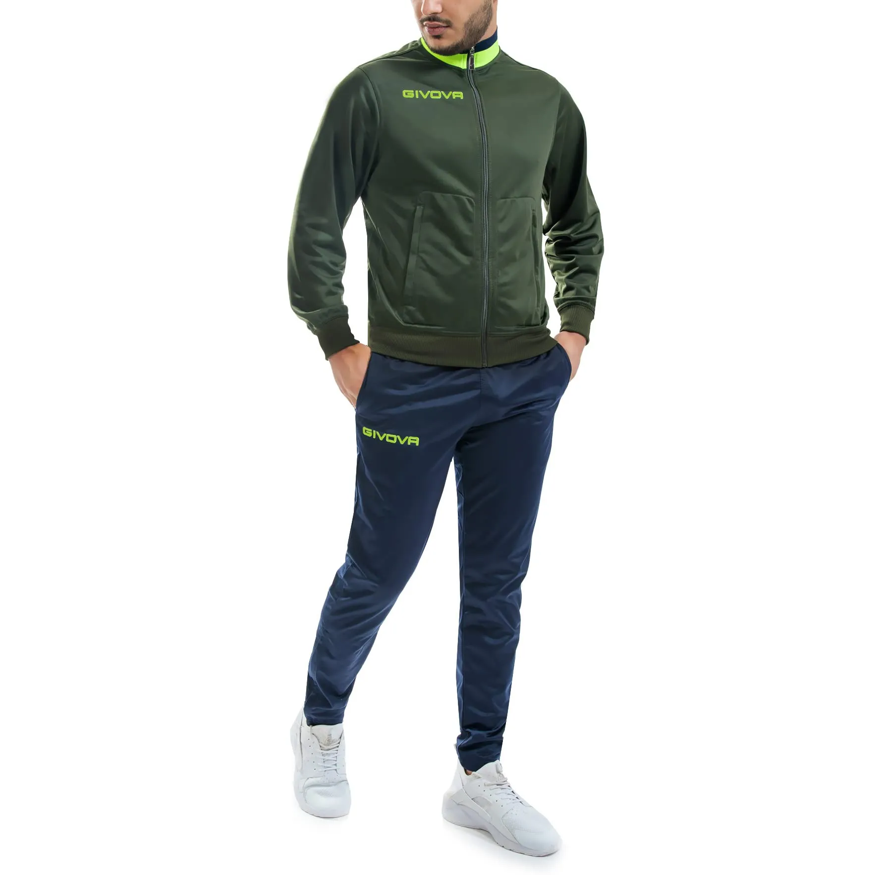Givova TR032 Unisex Adult Verde Militare-Giallo Fluo 2XS - immagine 2