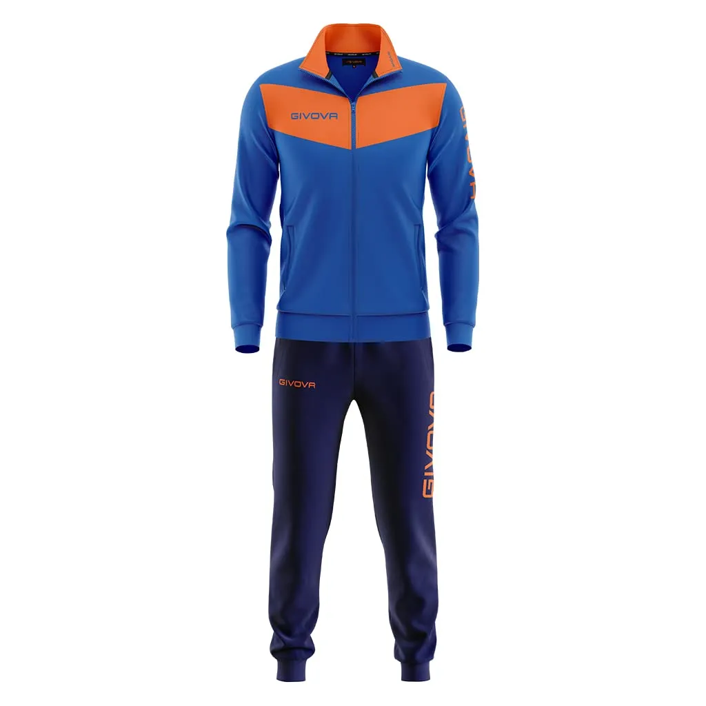 Givova TR018F Tuta Visa Unisex Adulto, Azzurro/Arancio Fluo, 2XL - immagine 1