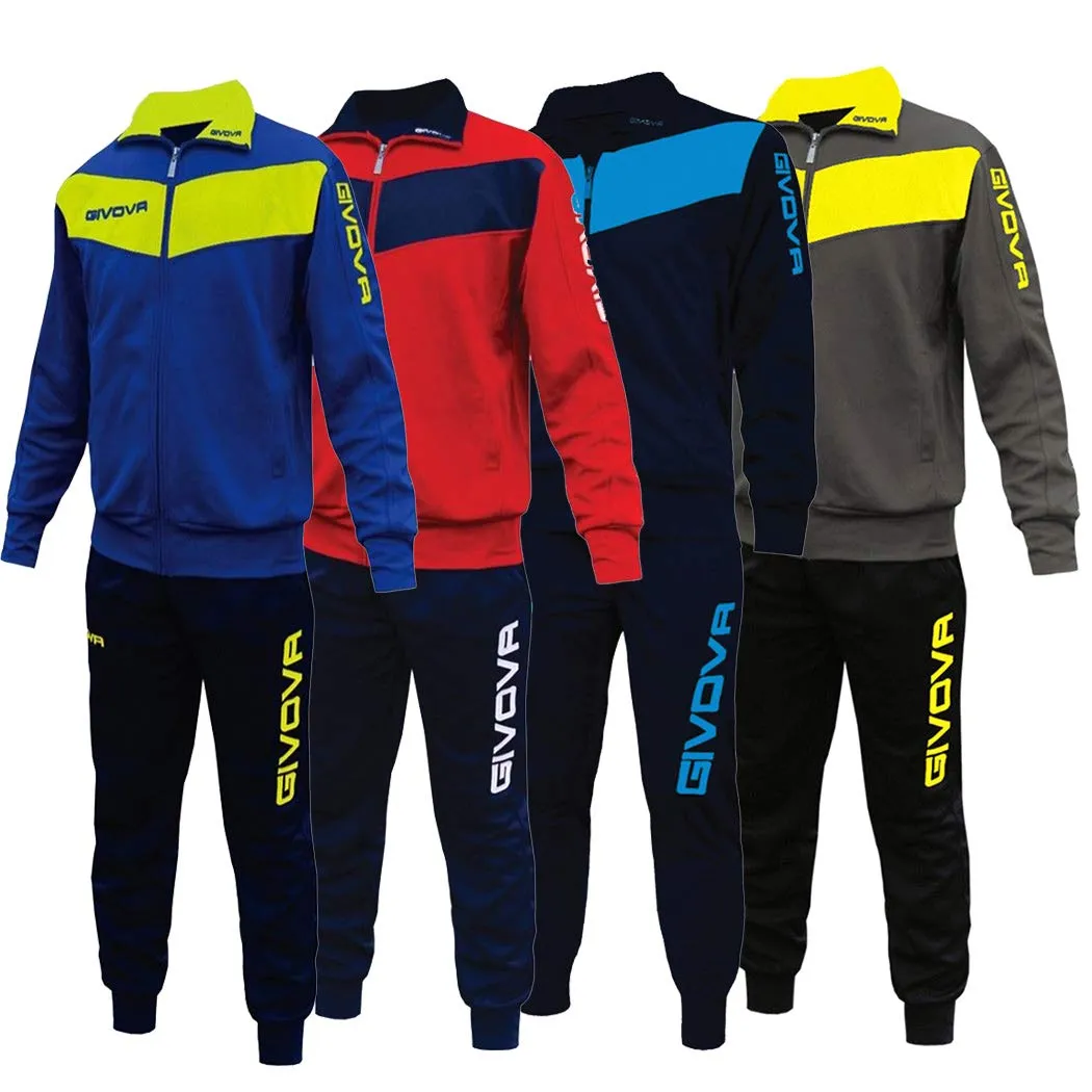 Givova TR018F Tuta Visa Unisex Adulto - Grigio Scuro/Giallo Fluo, XS - immagine 2