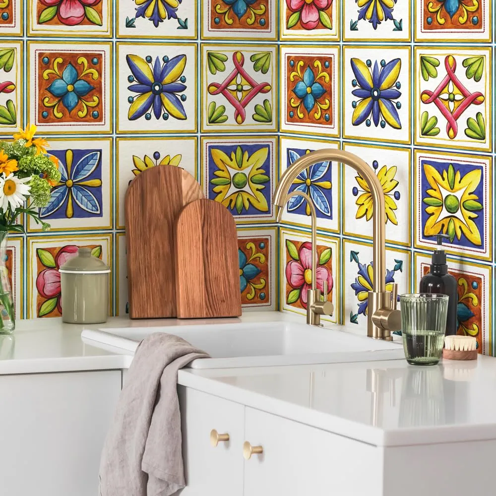 RE-COVERTILES Adesivi Piastrelle in PVC per Cucina e Bagno, 24 Pz 10x10 cm, PS00068 - immagine 1