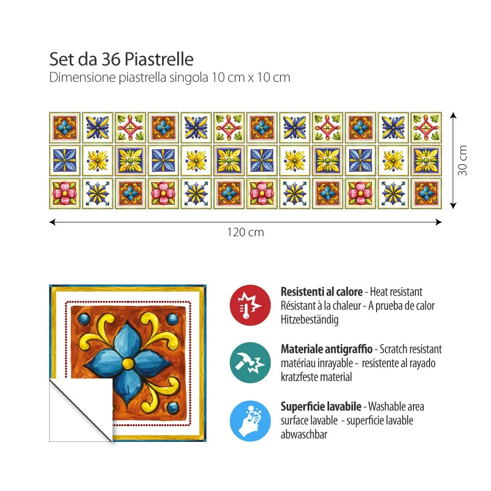 RE-COVERTILES Adesivi Piastrelle in PVC per Cucina e Bagno, 24 Pz 10x10 cm, PS00068 - immagine 4