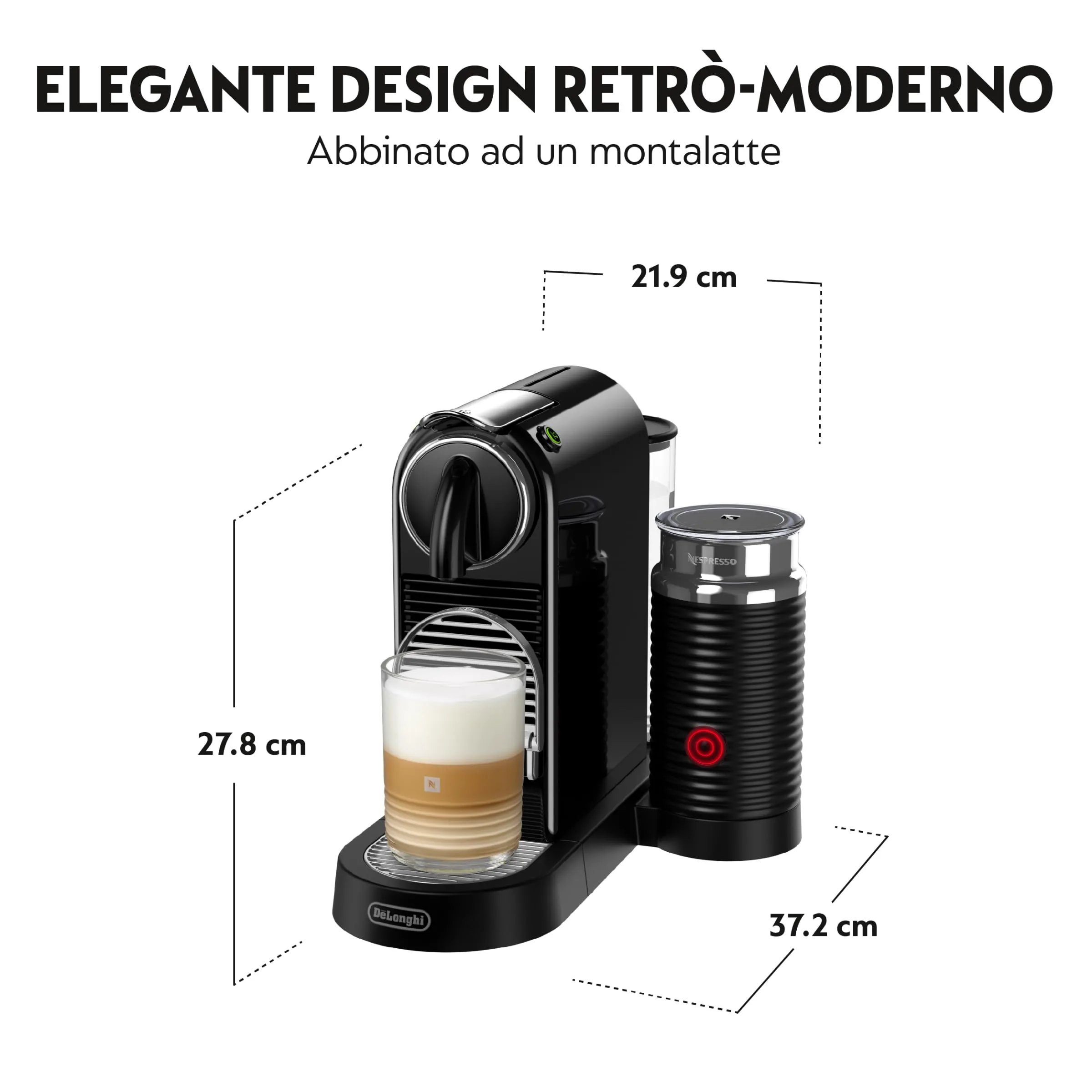 De'Longhi Nespresso Citiz & Milk Coffee Machine, Black, EN267.BAE - immagine 3