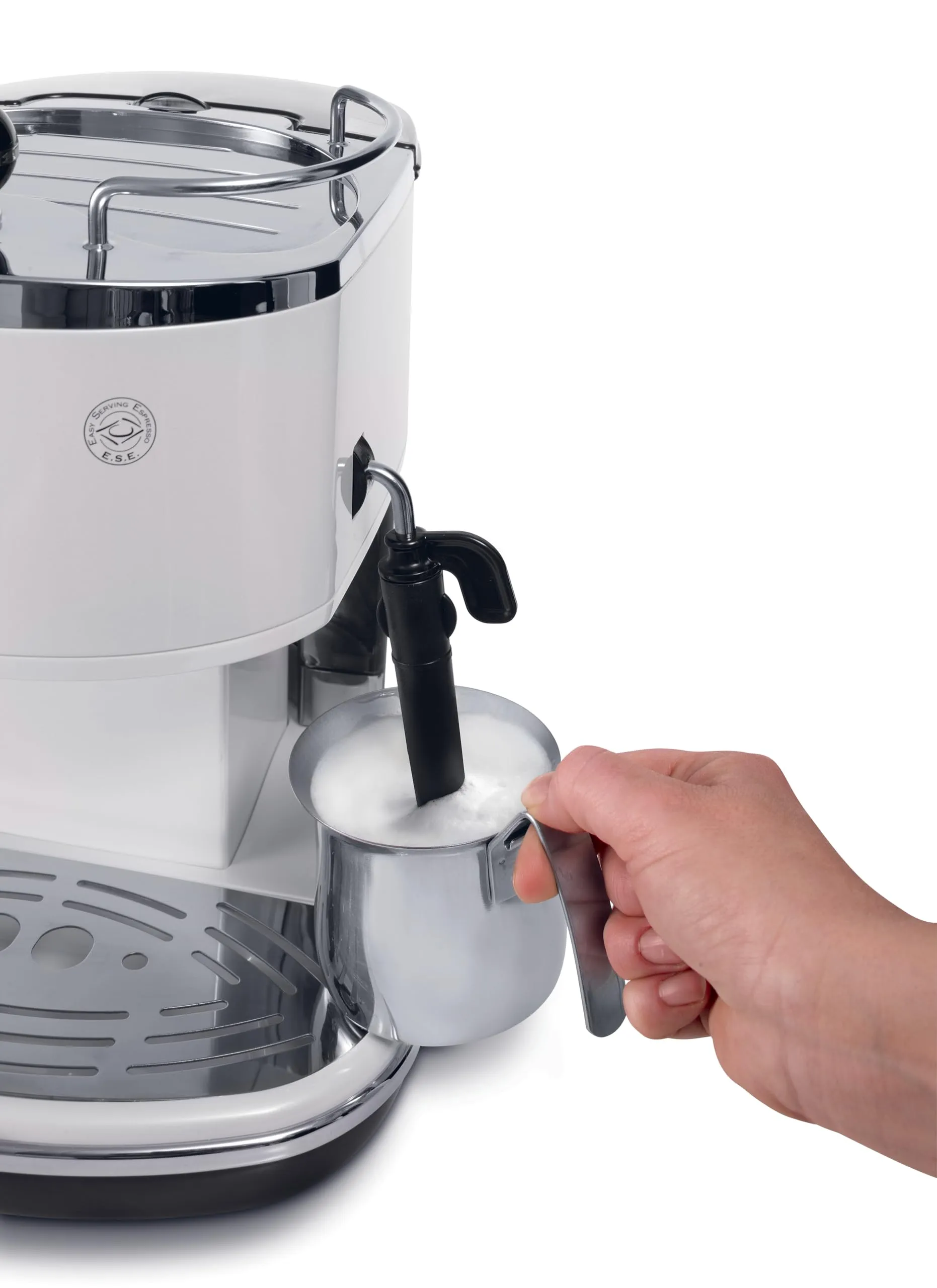 De'Longhi ICONA ECO311.W Macchina da Caffè Espresso e Cappuccino, Polvere e Cialde E.S.E., Bianco - immagine 3