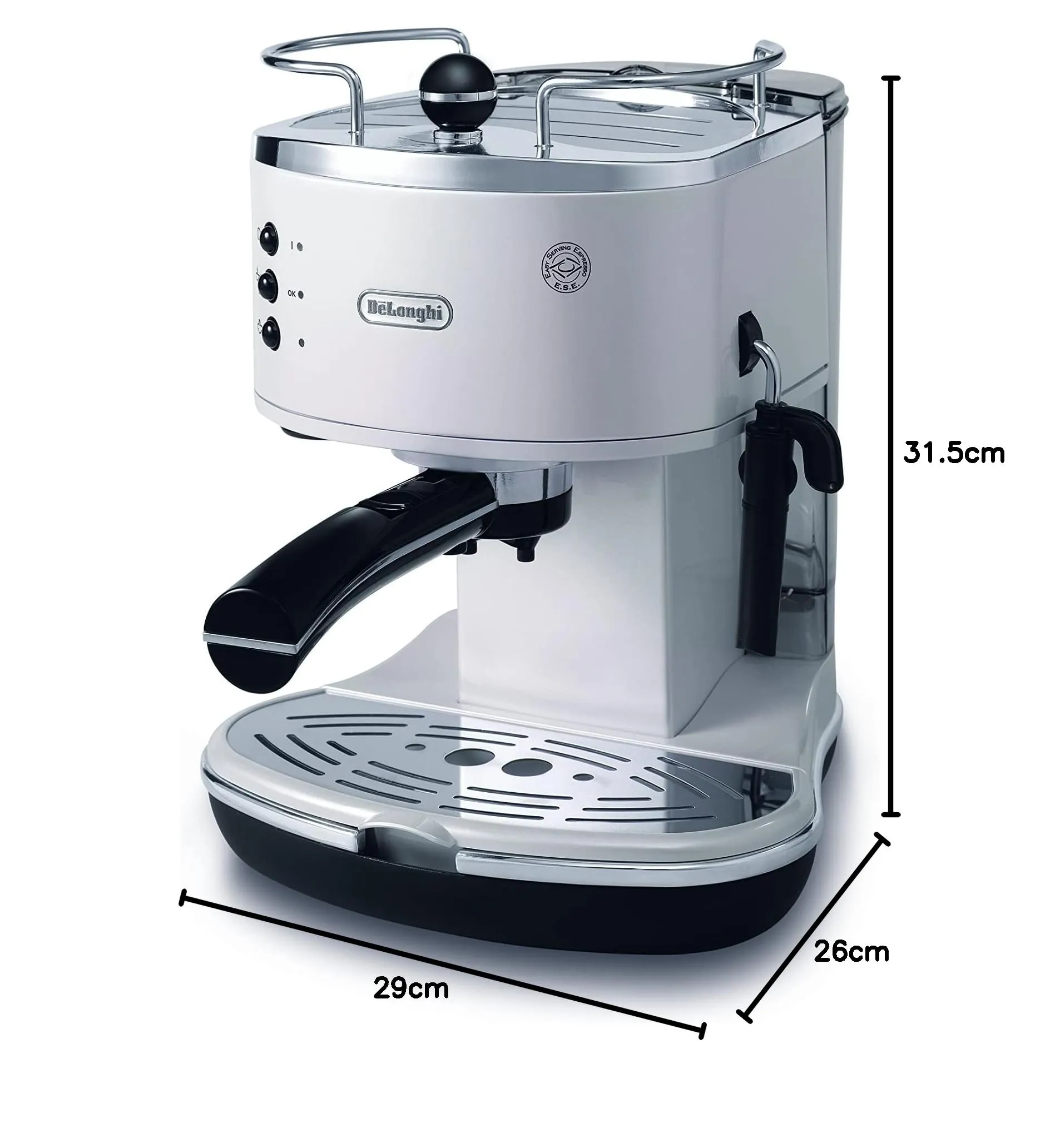 De'Longhi ICONA ECO311.W Macchina da Caffè Espresso e Cappuccino, Polvere e Cialde E.S.E., Bianco - immagine 8