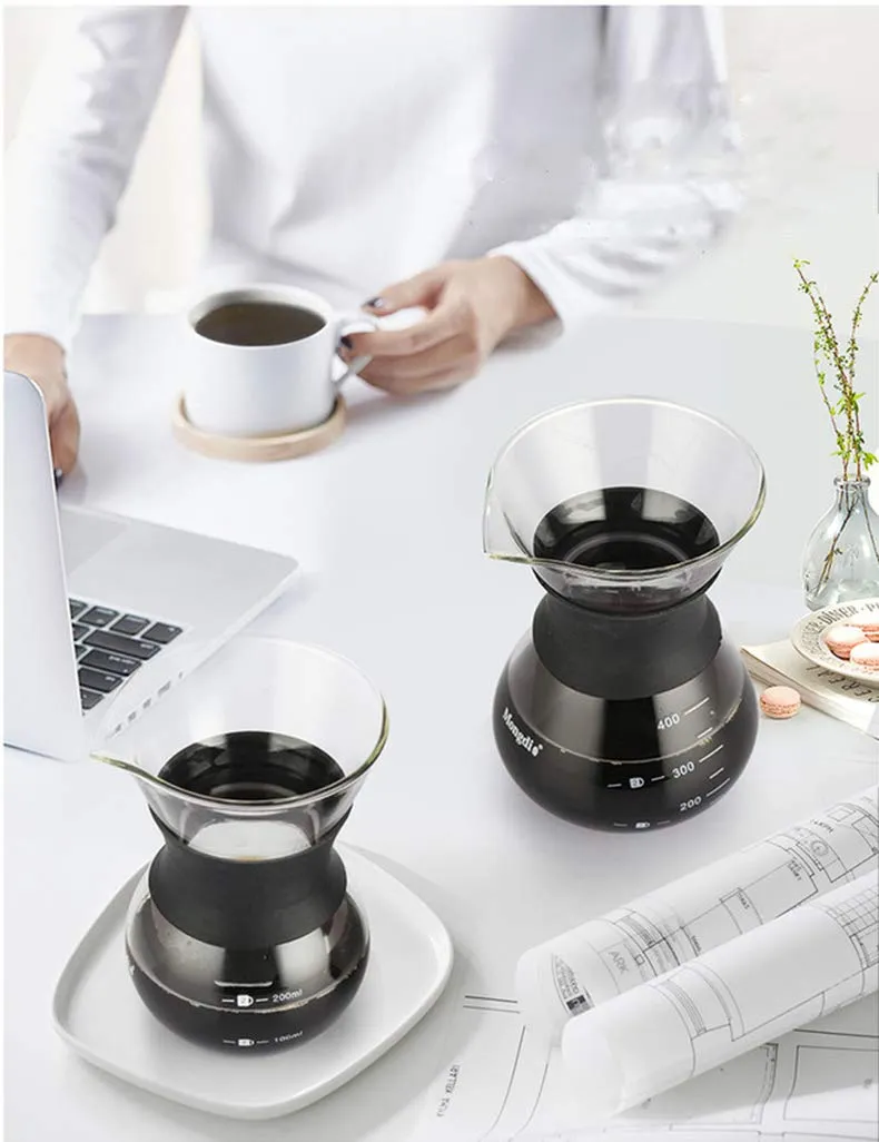 YunNasi Pour Over Coffee Maker con Caraffa in Vetro e Filtro Permanente in Acciaio Inox, 400ml - immagine 7