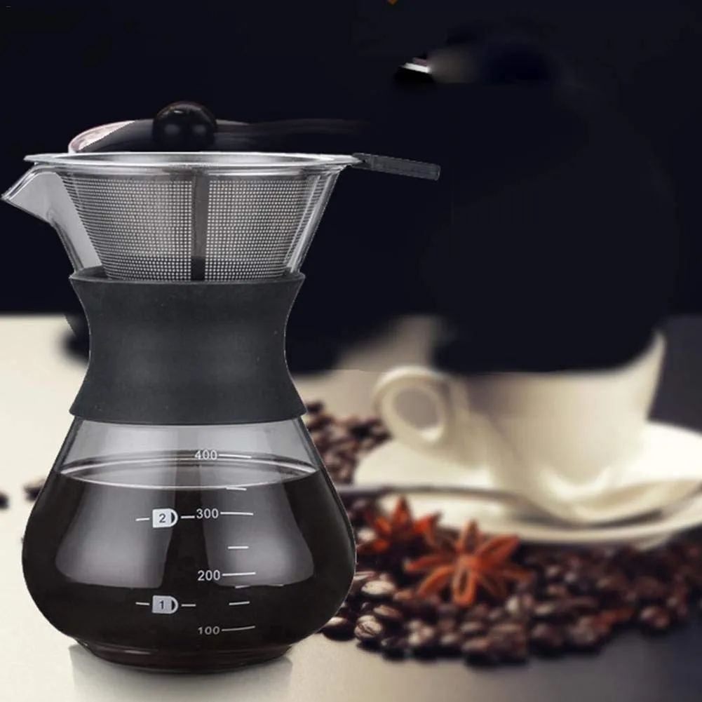 YunNasi Pour Over Coffee Maker con Caraffa in Vetro e Filtro Permanente in Acciaio Inox, 400ml - immagine 8