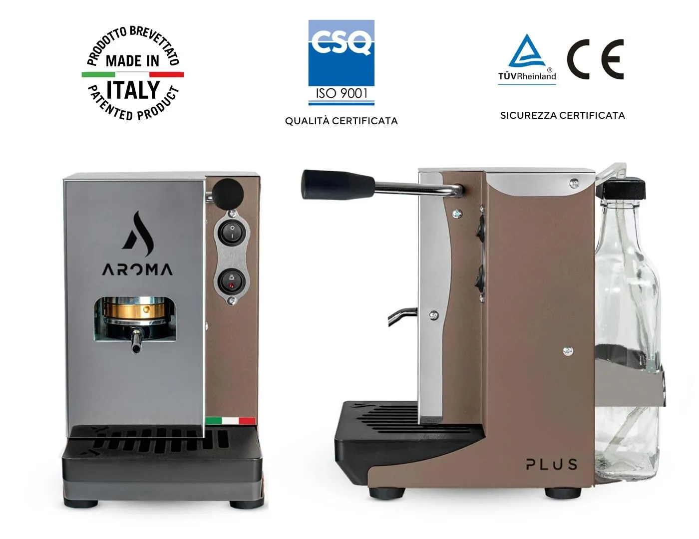 Aroma Plus+ Macchina caffè espresso cialde ESE 44 mm, Tortora - immagine 2