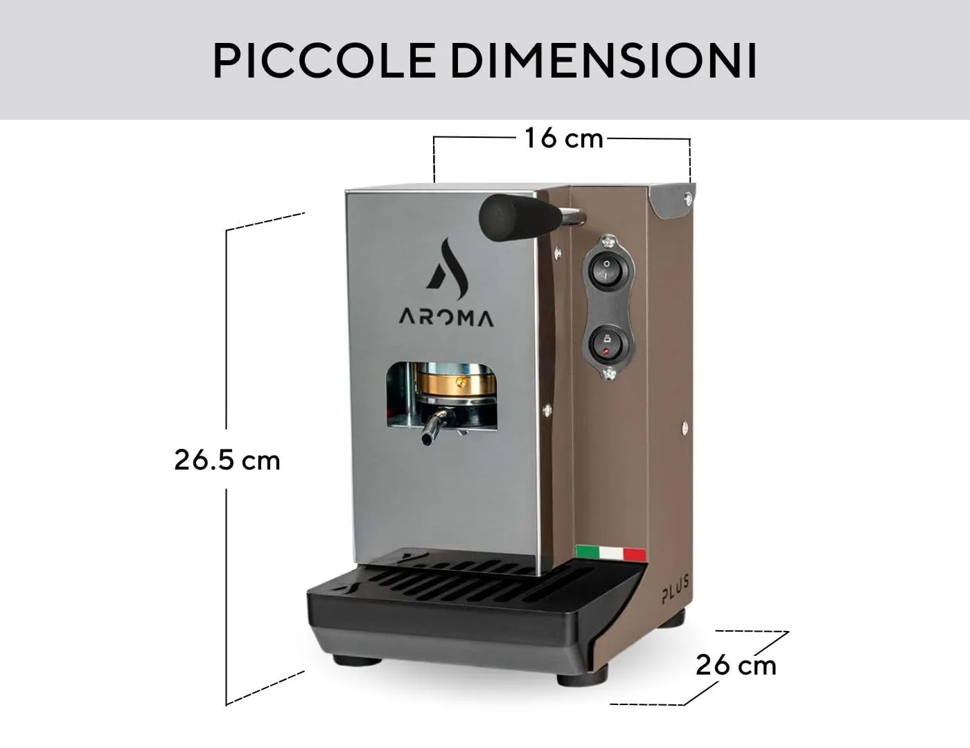 Aroma Plus+ Macchina caffè espresso cialde ESE 44 mm, Tortora - immagine 3