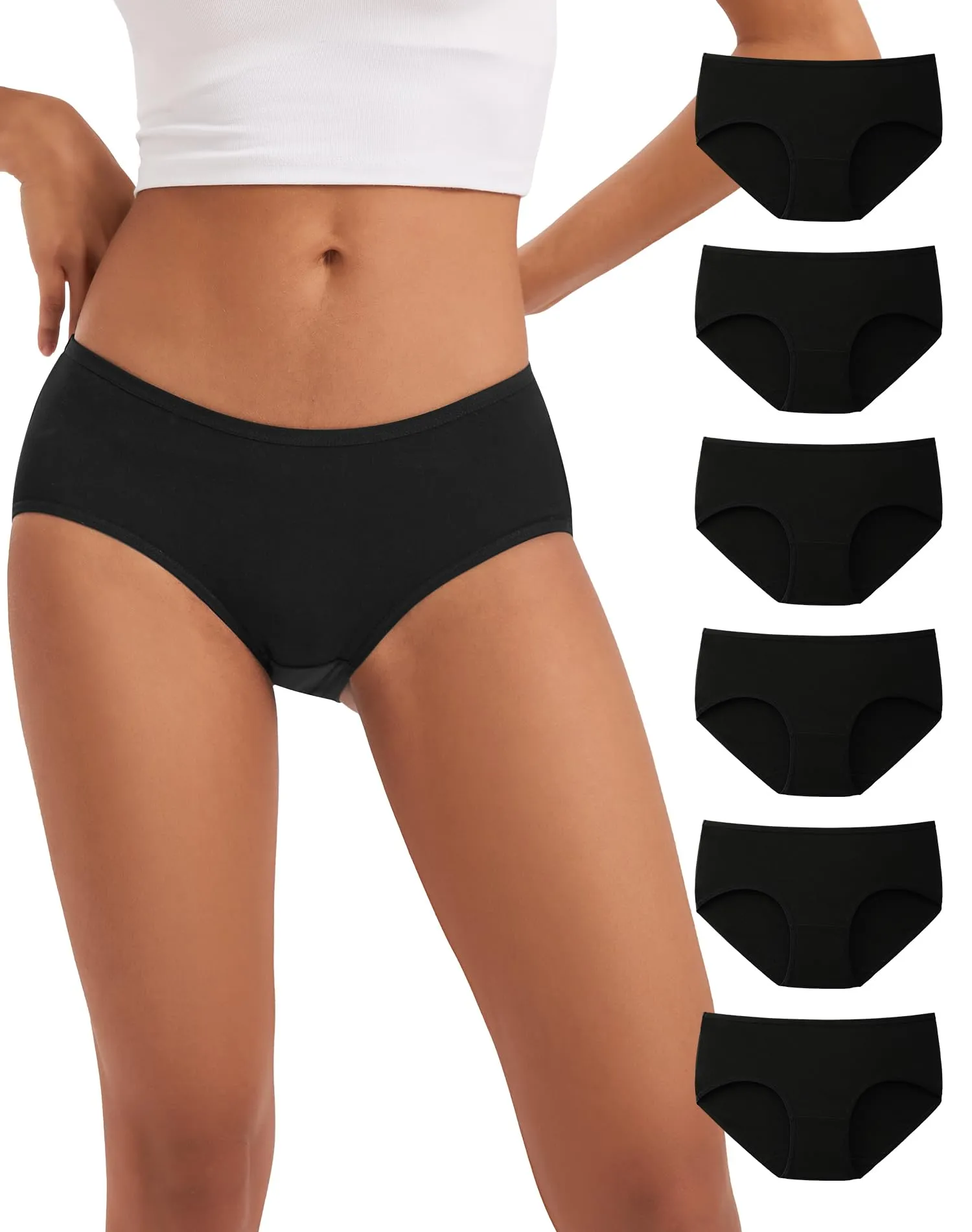 INNERSY Mutande Donna in Cotone Elasticizzato, Slip Vita Bassa, Nero, Pacco da 6, M-EU 40 - immagine 1