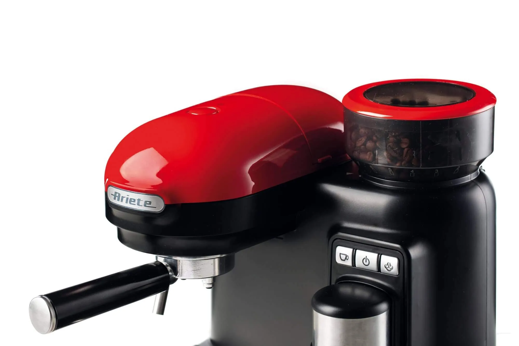 Ariete 1318 Macchina da Caffè con Macinacaffè, Montalatte, 15 bar, 1080 Watt, 0,8 Litri, Rosso - immagine 5