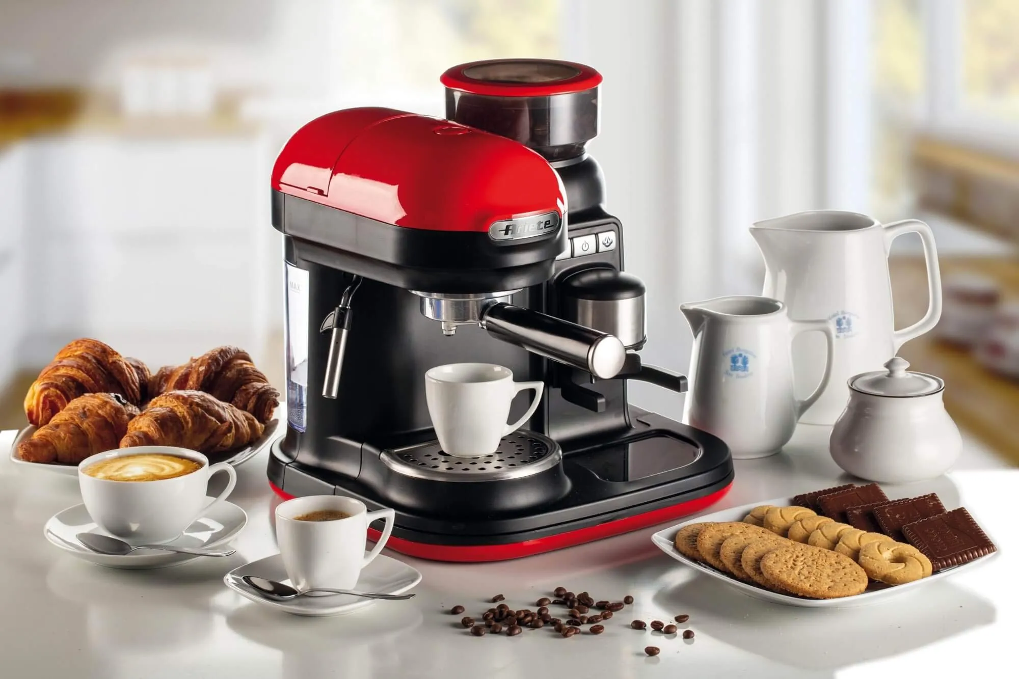 Ariete 1318 Macchina da Caffè con Macinacaffè, Montalatte, 15 bar, 1080 Watt, 0,8 Litri, Rosso - immagine 9
