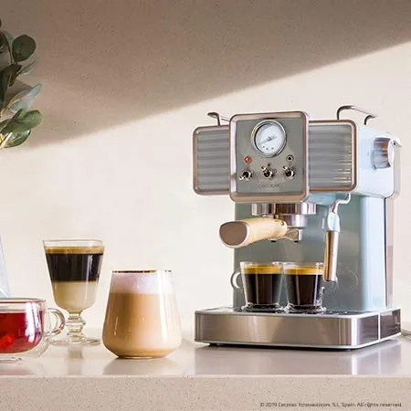 Cecotec Power Espresso 20 Macchina da Caffè Espresso e Cappuccino, 1350W, 20 Bar, Thermoblock, 1.5L, Design Vintage - immagine 2