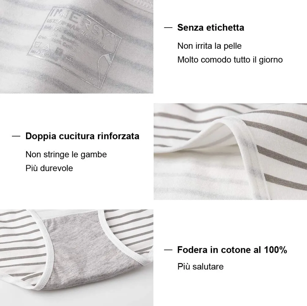 INNERSY Slip Donna in Cotone Traspirante a Strisce, Pacco da 6 (XS, Tinta Unita/Strisce) - immagine 5