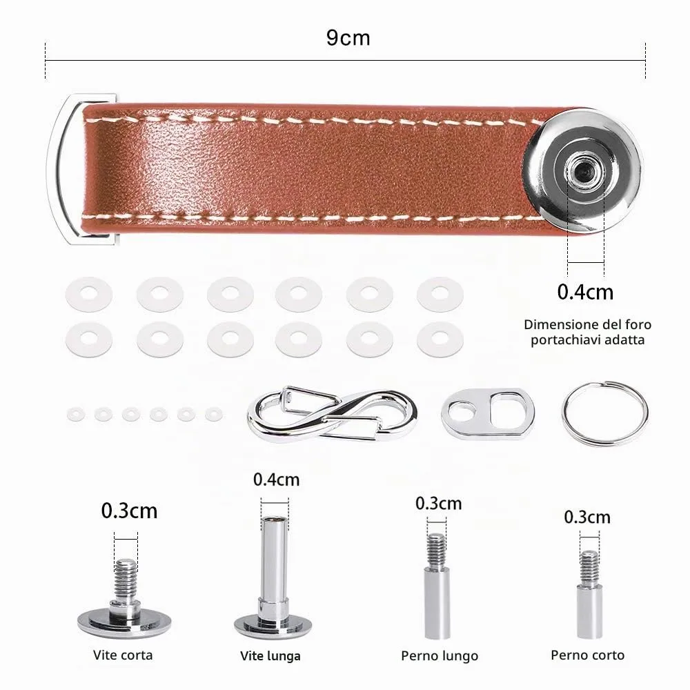 flintronic Organizzatore di Chiavi in Vera Pelle, Set da 2 Pezzi (Nero e Marrone), Capacità 7-9 Chiavi - immagine 2