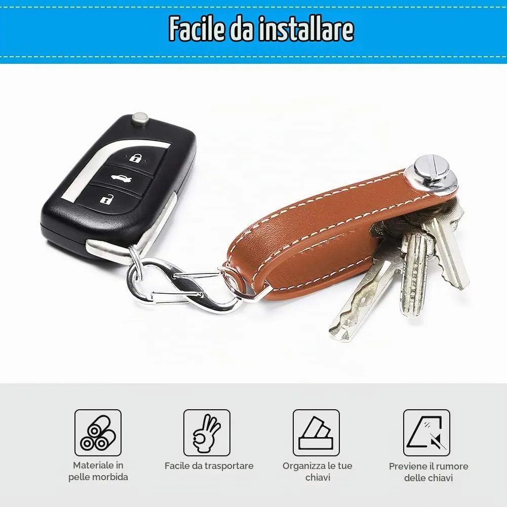 flintronic Organizzatore di Chiavi in Vera Pelle, Set da 2 Pezzi (Nero e Marrone), Capacità 7-9 Chiavi - immagine 4