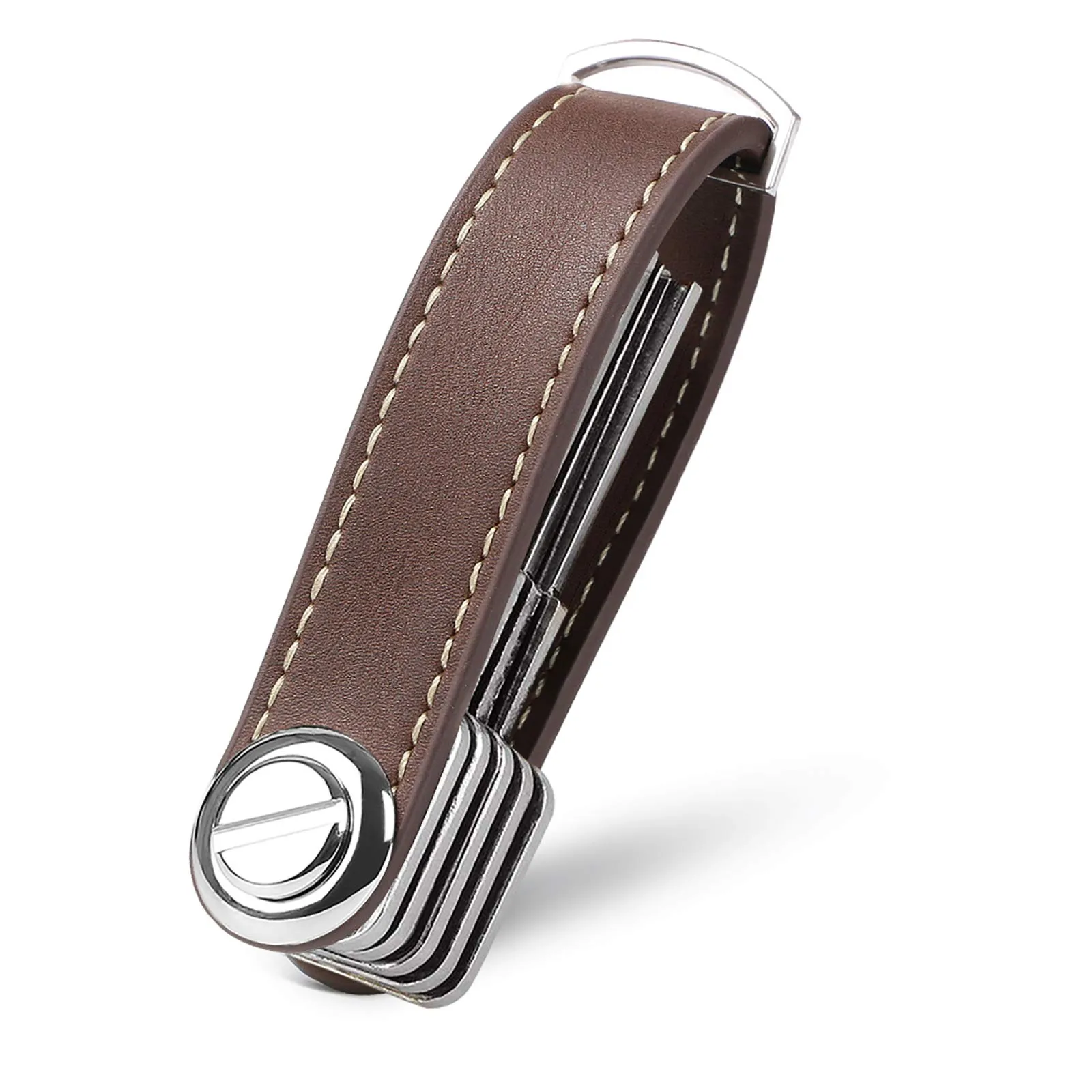 flintronic Organizzatore di Chiavi in Pelle di Cavallo Pazzo, Pocket Smart Key Holder per 7-9 Chiavi - Marrone - immagine 1