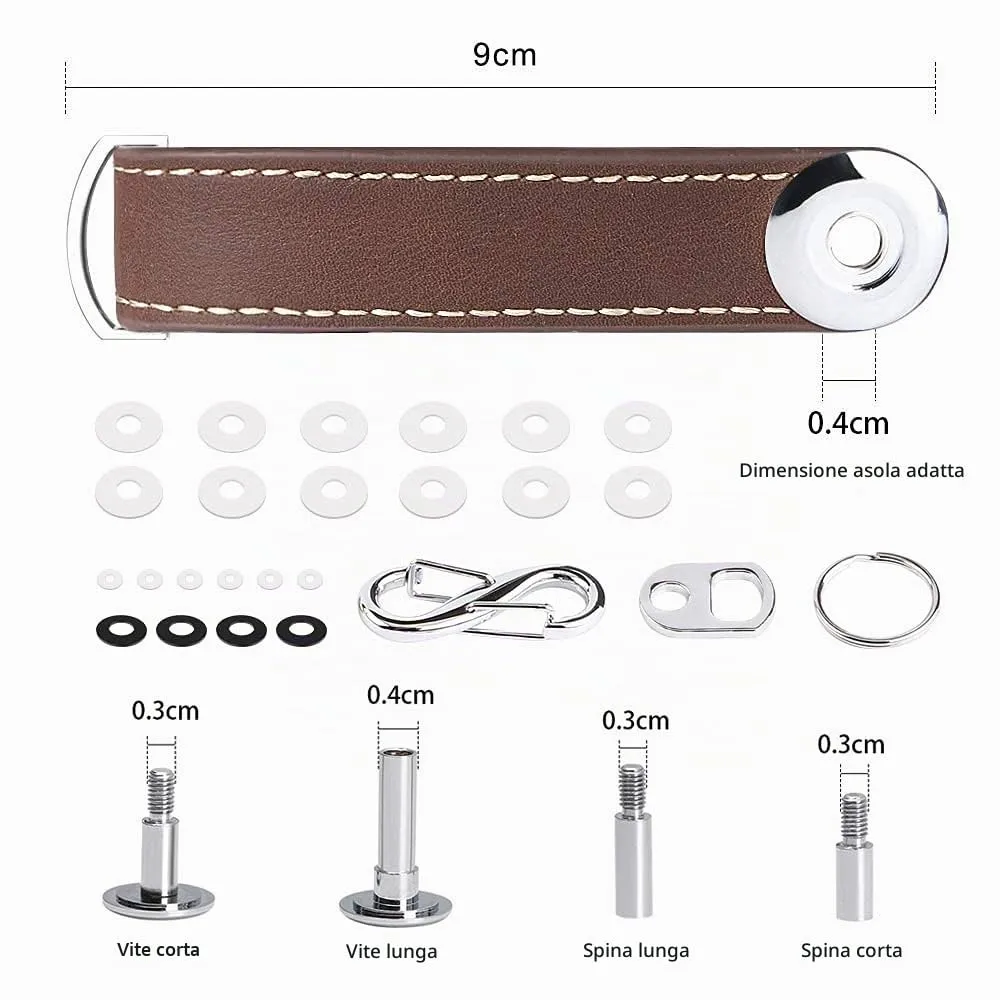 flintronic Organizzatore di Chiavi in Pelle di Cavallo Pazzo, Pocket Smart Key Holder per 7-9 Chiavi - Marrone - immagine 2