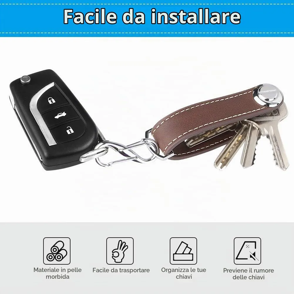 flintronic Organizzatore di Chiavi in Pelle di Cavallo Pazzo, Pocket Smart Key Holder per 7-9 Chiavi - Marrone - immagine 7