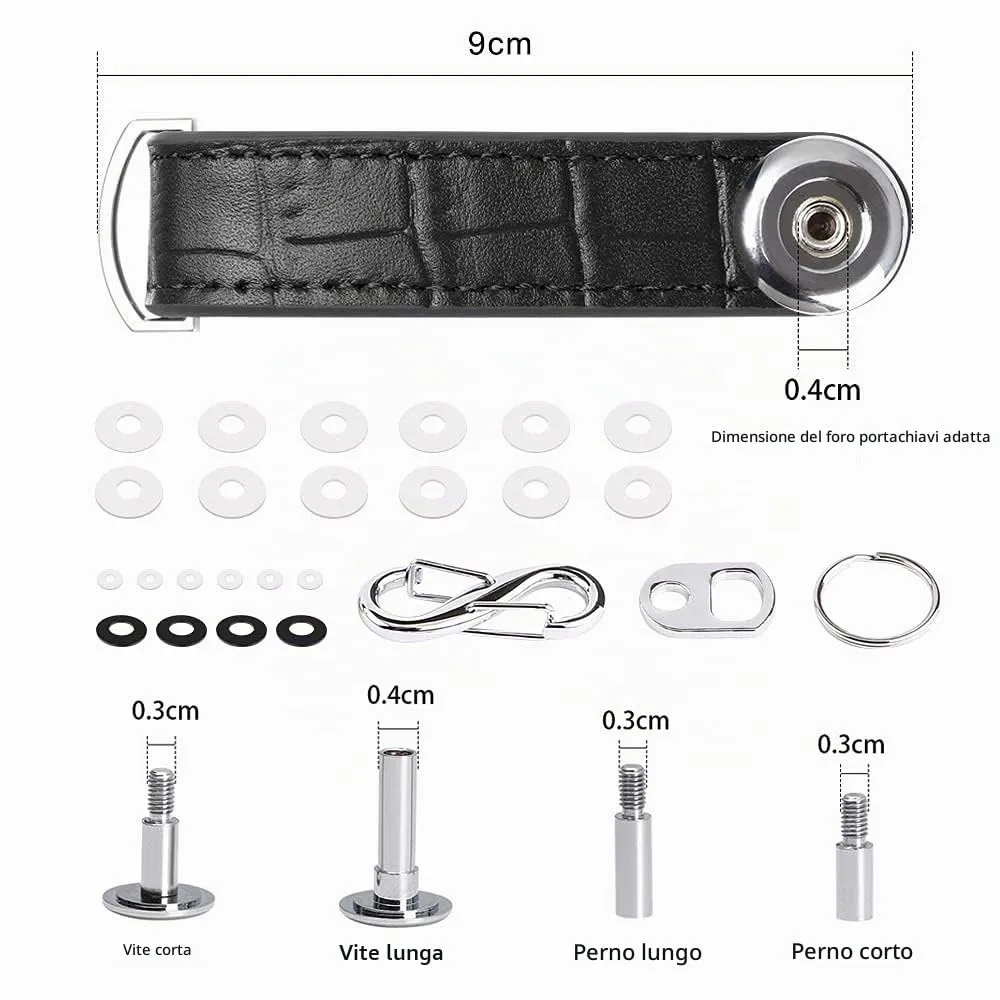 flintronic Organizzatore di Chiavi in Vera Pelle, Pocket Smart Key Holder per 7-9 Chiavi - Grano Nero - immagine 2