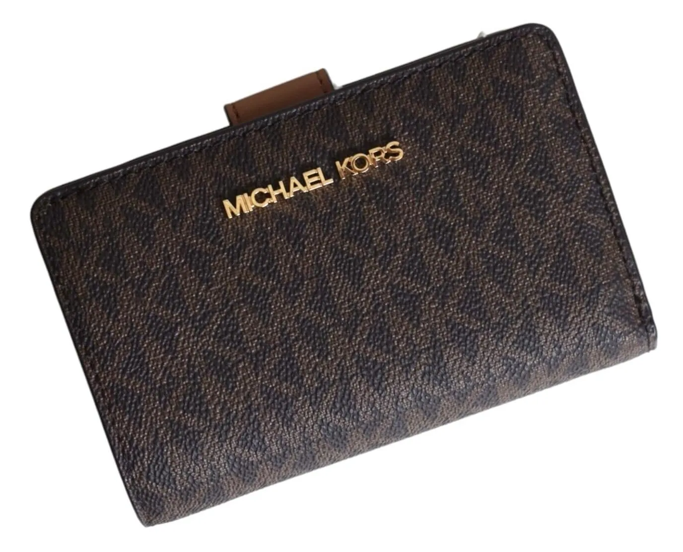 Michael Kors Jet Set Viaggio Saffiano Leather Bifold Zip Coin Wallet, Brown, Medium - immagine 1