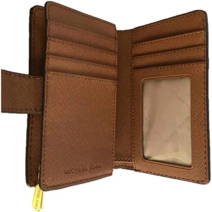 Michael Kors Jet Set Viaggio Saffiano Leather Bifold Zip Coin Wallet, Brown, Medium - immagine 3