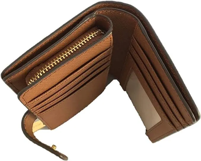 Michael Kors Jet Set Viaggio Saffiano Leather Bifold Zip Coin Wallet, Brown, Medium - immagine 4