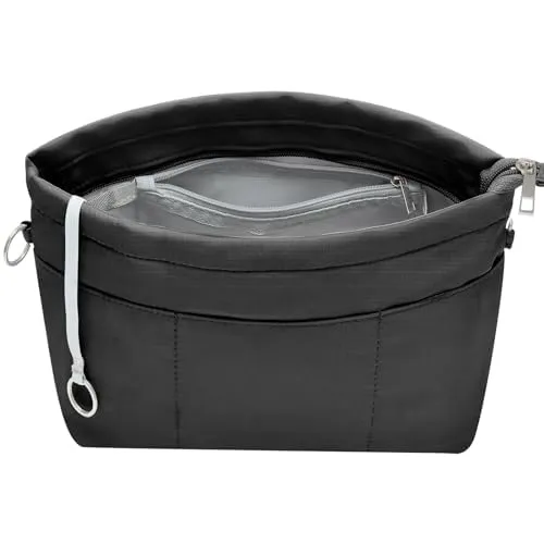 HyFanStr Nylon Bag Organizer with Zipper, Nero, Medium - immagine 1