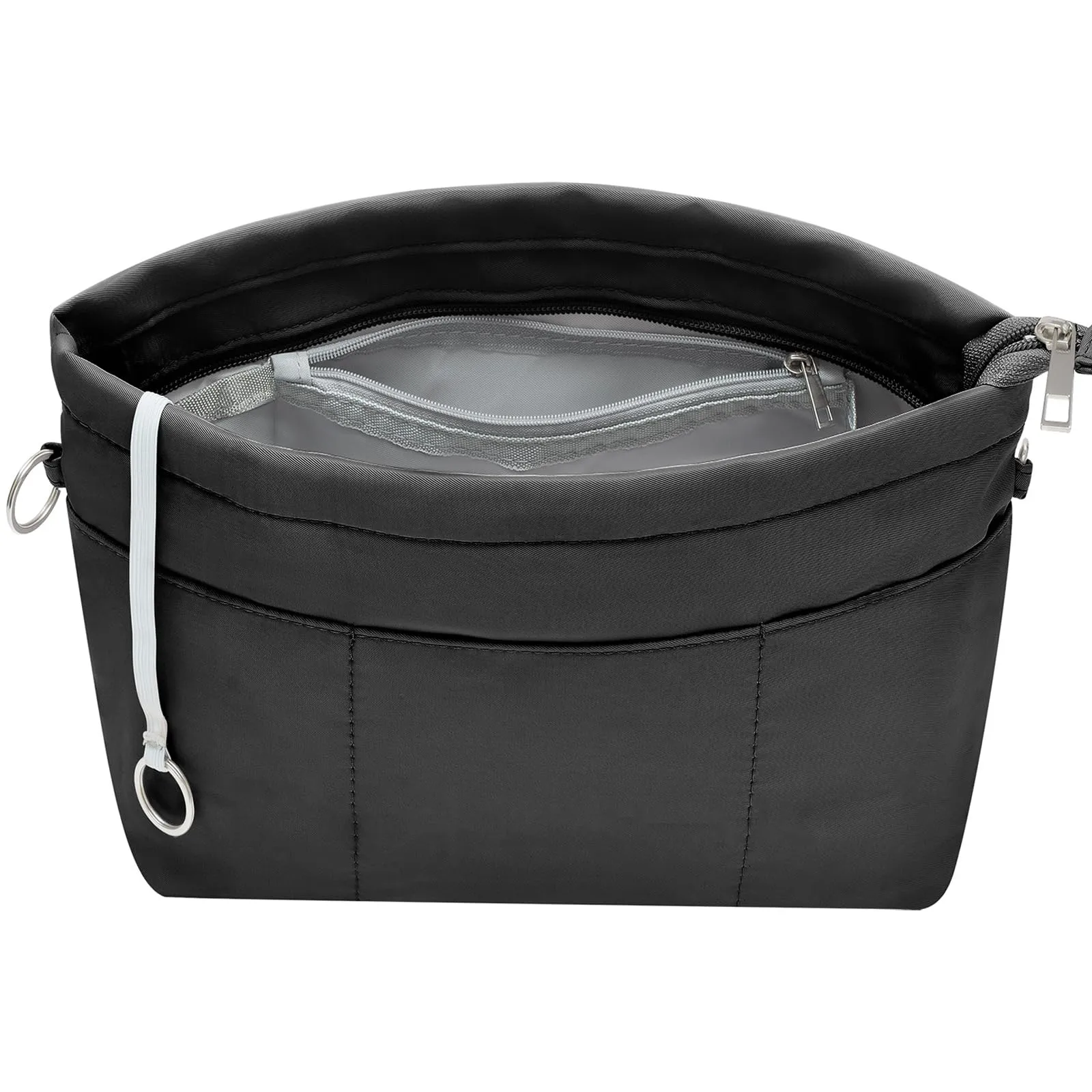 HyFanStr Organizer da Borsa in Nylon con Zip, Nero, XL - immagine 1