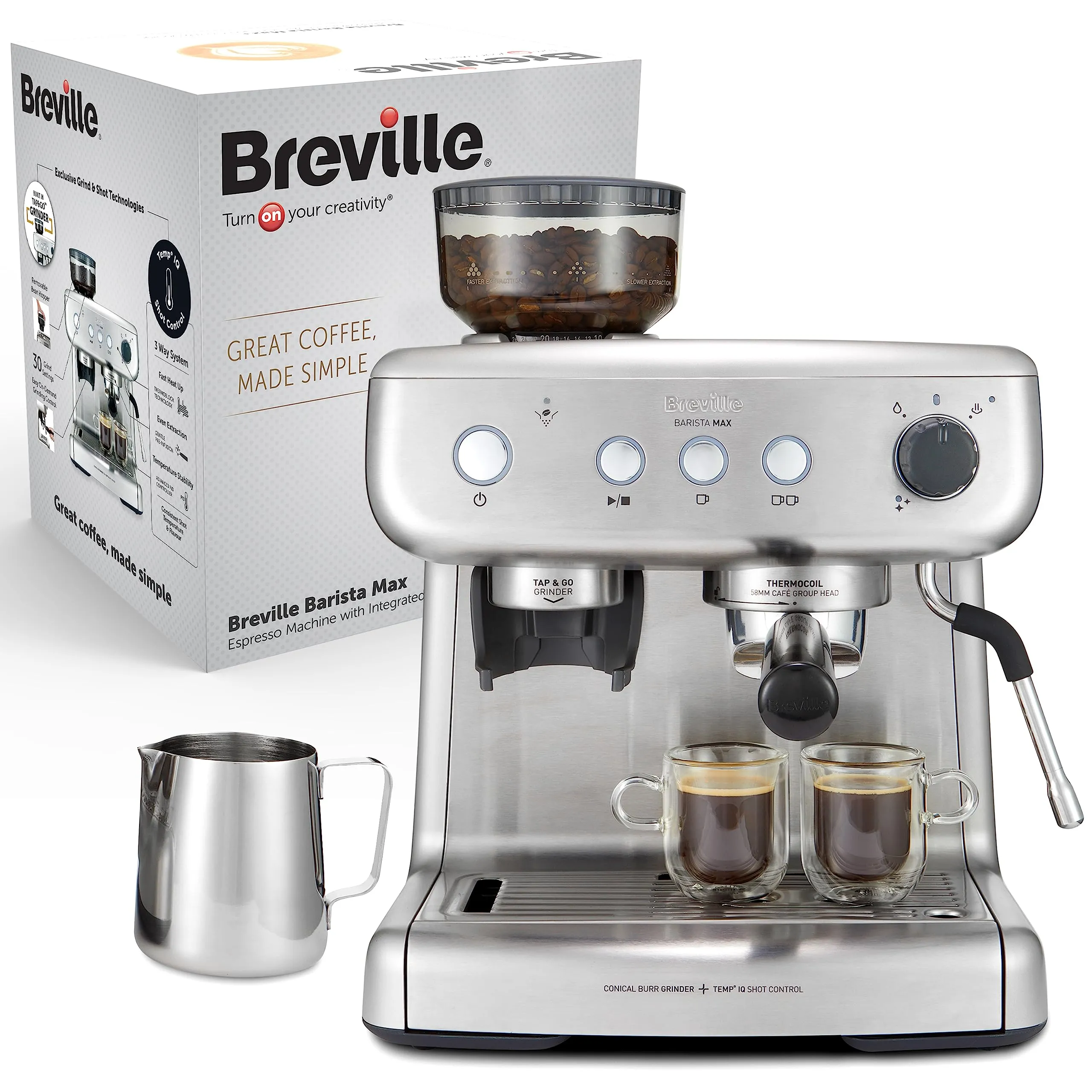 Breville Barista Max VCF126X Macchina da Caffè Espresso con Macinacaffè - immagine 1