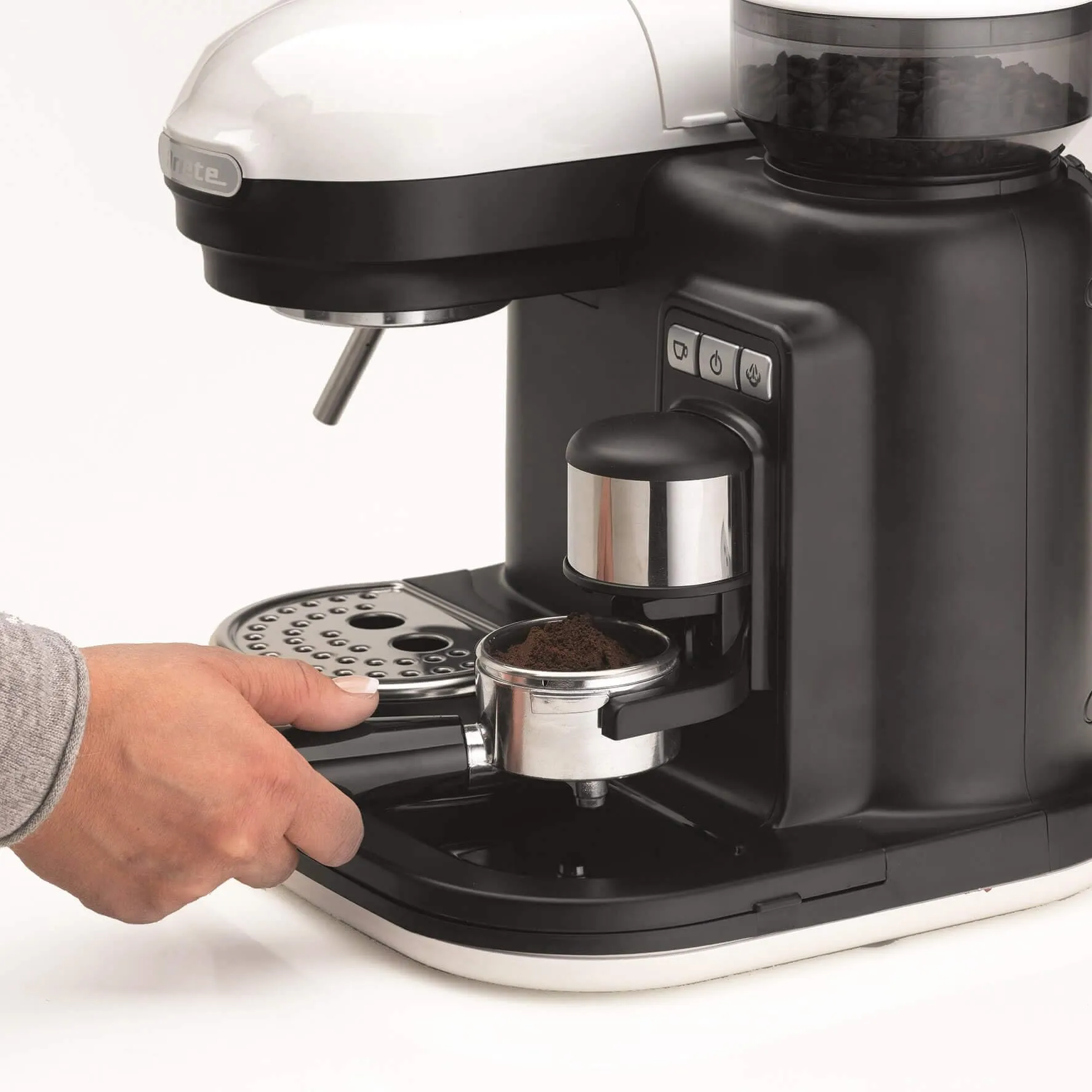 Ariete 1318 Moderna Macchina per Caffè Espresso con Macinacaffè Integrato, 1080 W, 800 cc, Bianco - immagine 4