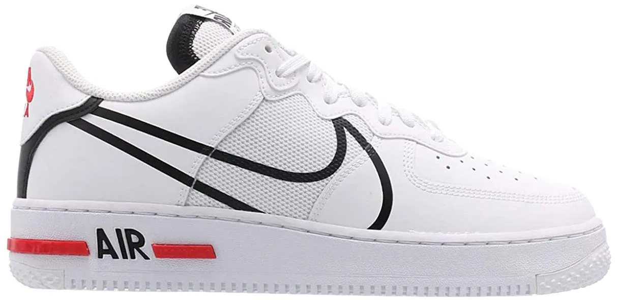 Nike Air Force 1 React Scarpe da Basket da Uomo, Bianco Nero University Rosso, 38.5 EU - immagine 1