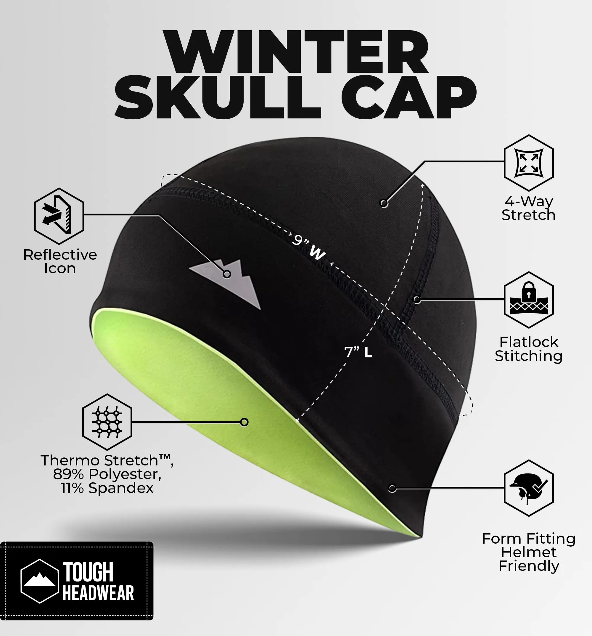 Tough Headwear Sottocasco Moto Invernale Termico per Ciclismo e Sport, Taglia Unica - immagine 3