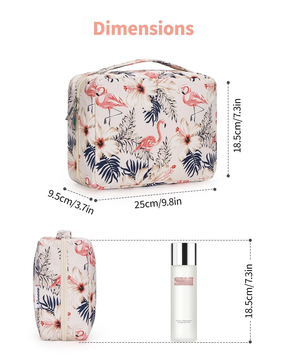 Narwey Beauty Case da Viaggio da Appendere, Borsa da Toilette e Trousse per Trucchi (Flamingo Beige) - immagine 5