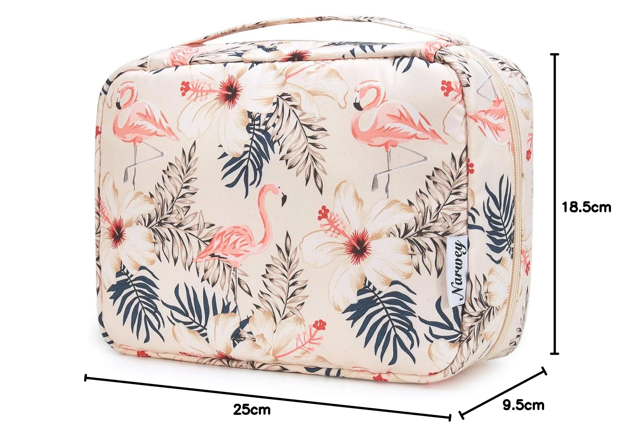 Narwey Beauty Case da Viaggio da Appendere, Borsa da Toilette e Trousse per Trucchi (Flamingo Beige) - immagine 8